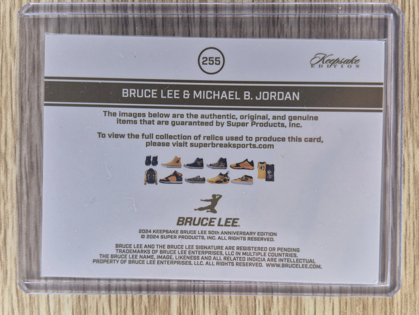 Keepsake Kaleidoscope Edition Bruce Lee Collection 50th Anniversary Bruce Lee/Michael B.Jordan Dual Relic Card
