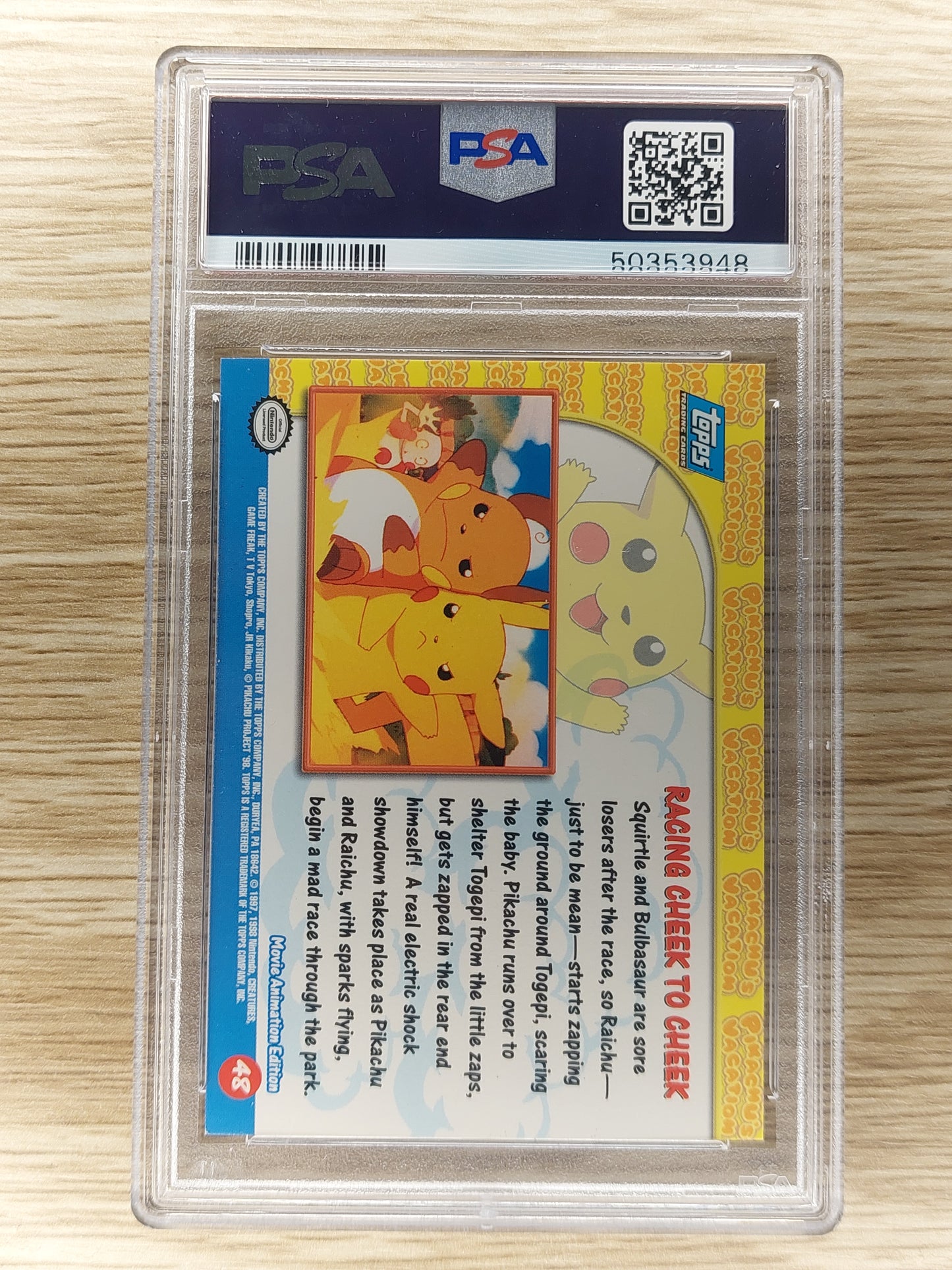 1999 Pokemon Topps Movie Edition Racing Cheek To Cheek RBW Foil PSA 8