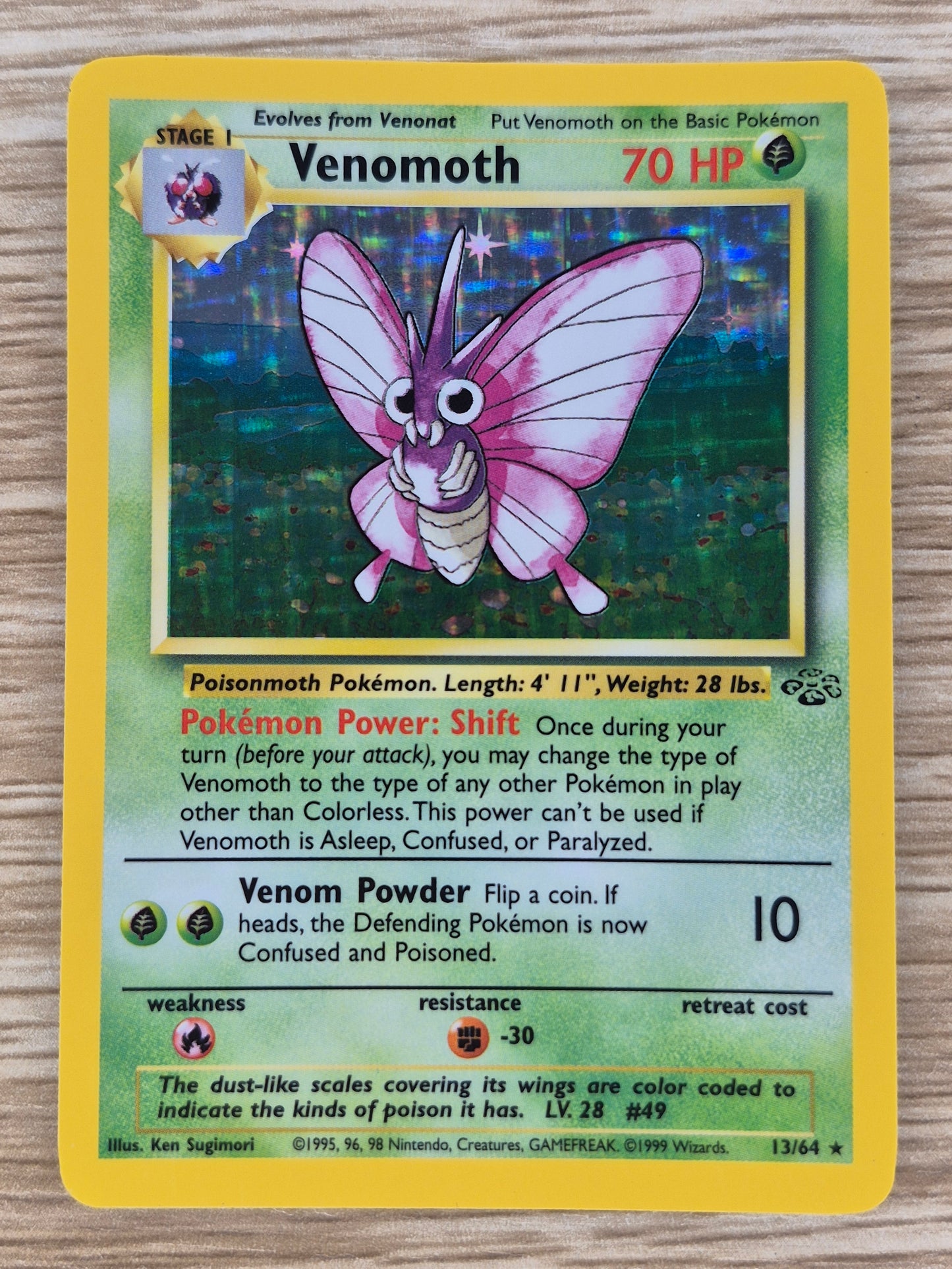 Venomoth 13/64 Holo Rare Unlimited Jungle Set - Pokemon LP