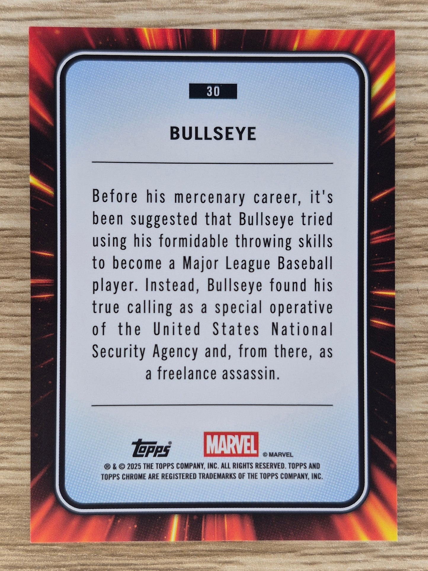 Marvel Topps Chrome 2025 BULLESYE #30 Blue Refractor (115/299)