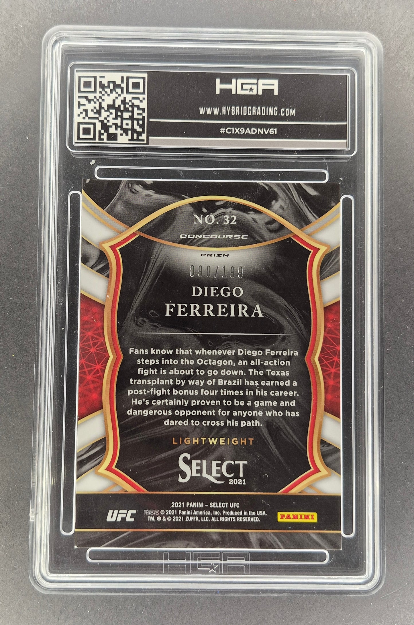 2021 Select UFC Concourse Diego Ferreira Red Disco #32 099/199 HGA 9.5