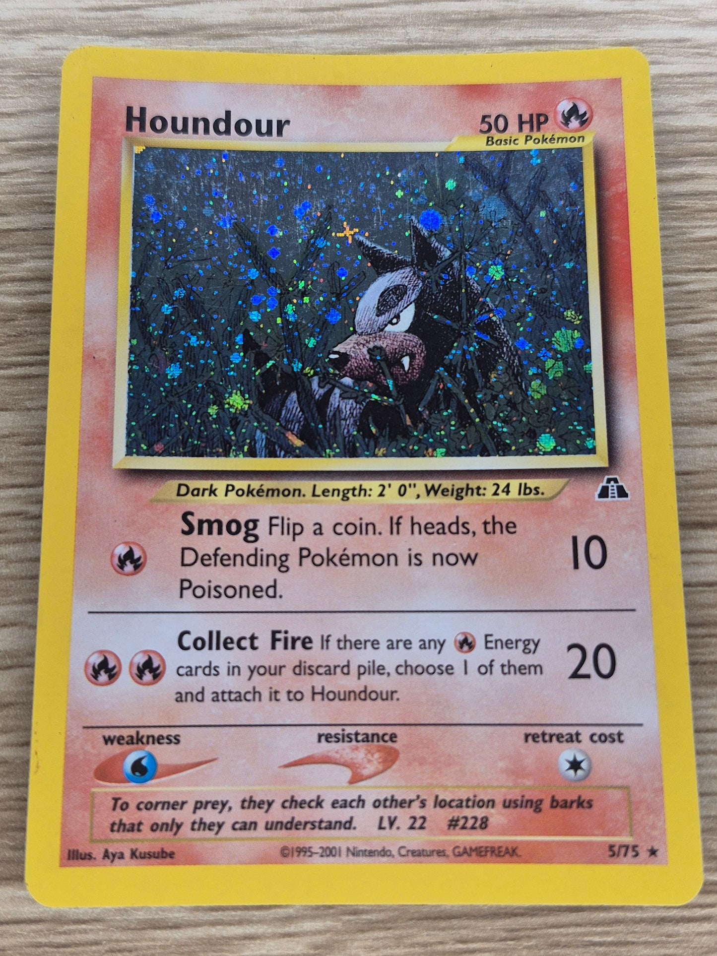 Houndour Pokemon Card 2001 Neo Discovery 5/75 Holo Rare Unlimited - LP
