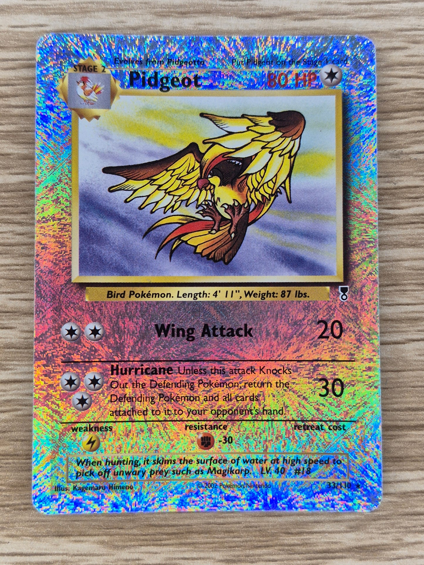 Pidgeot 33/110 Reverse Holo – 2002 Pokémon Legendary Collection – WOTC Vintage