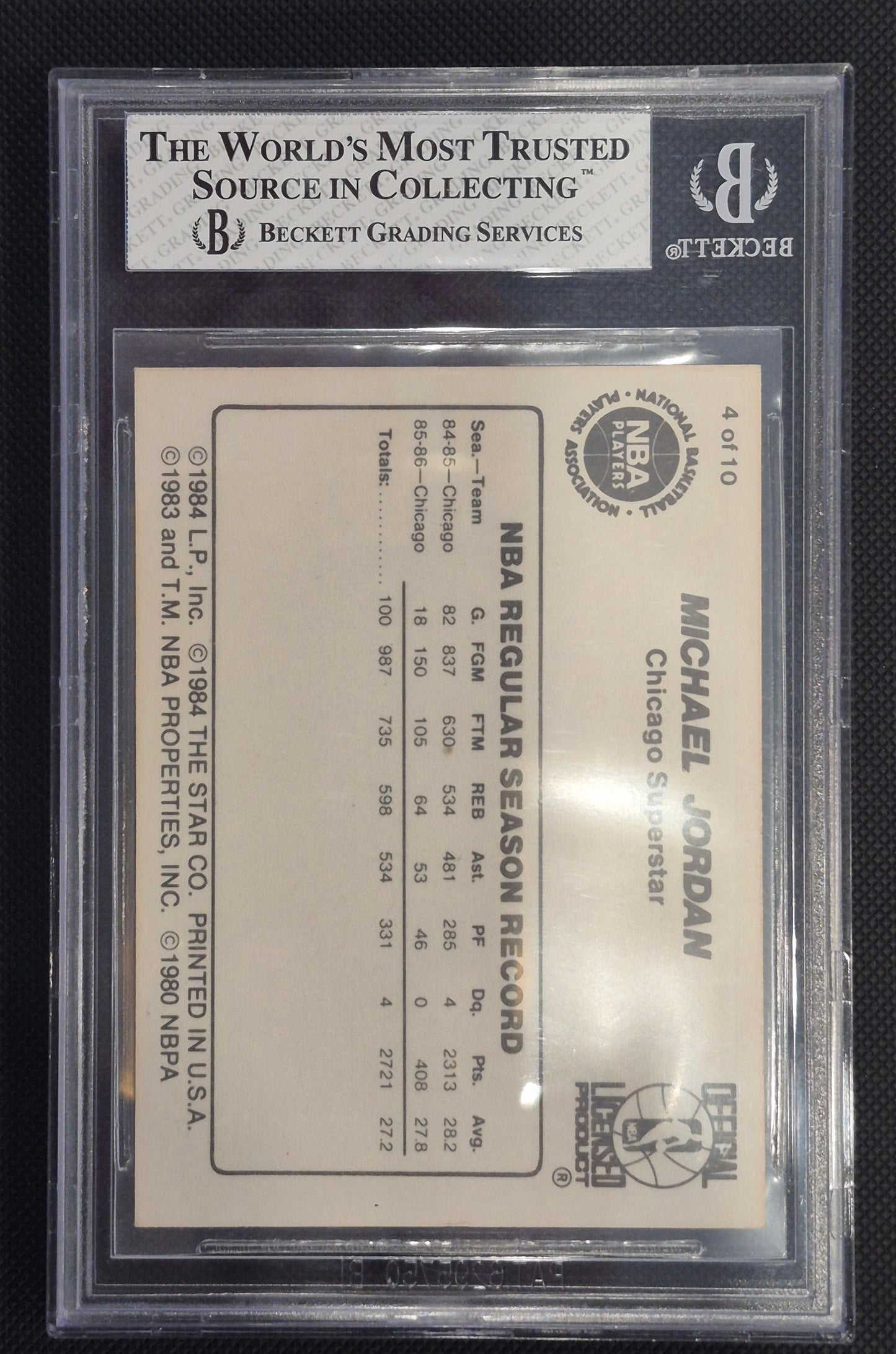 1986 STAR MICHAEL JORDAN #4 MICHAEL JORDAN BECKETT 7.5
