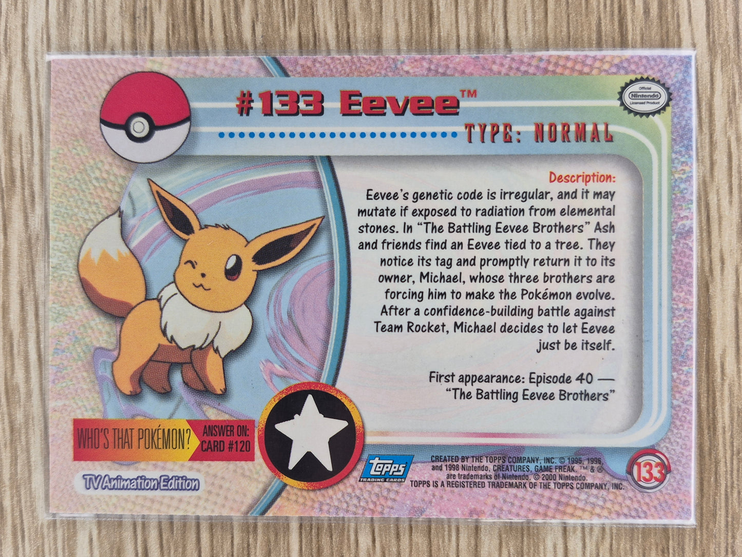 2000 Topps Pokémon Blue Label #133 EEVEE Non Holo NM