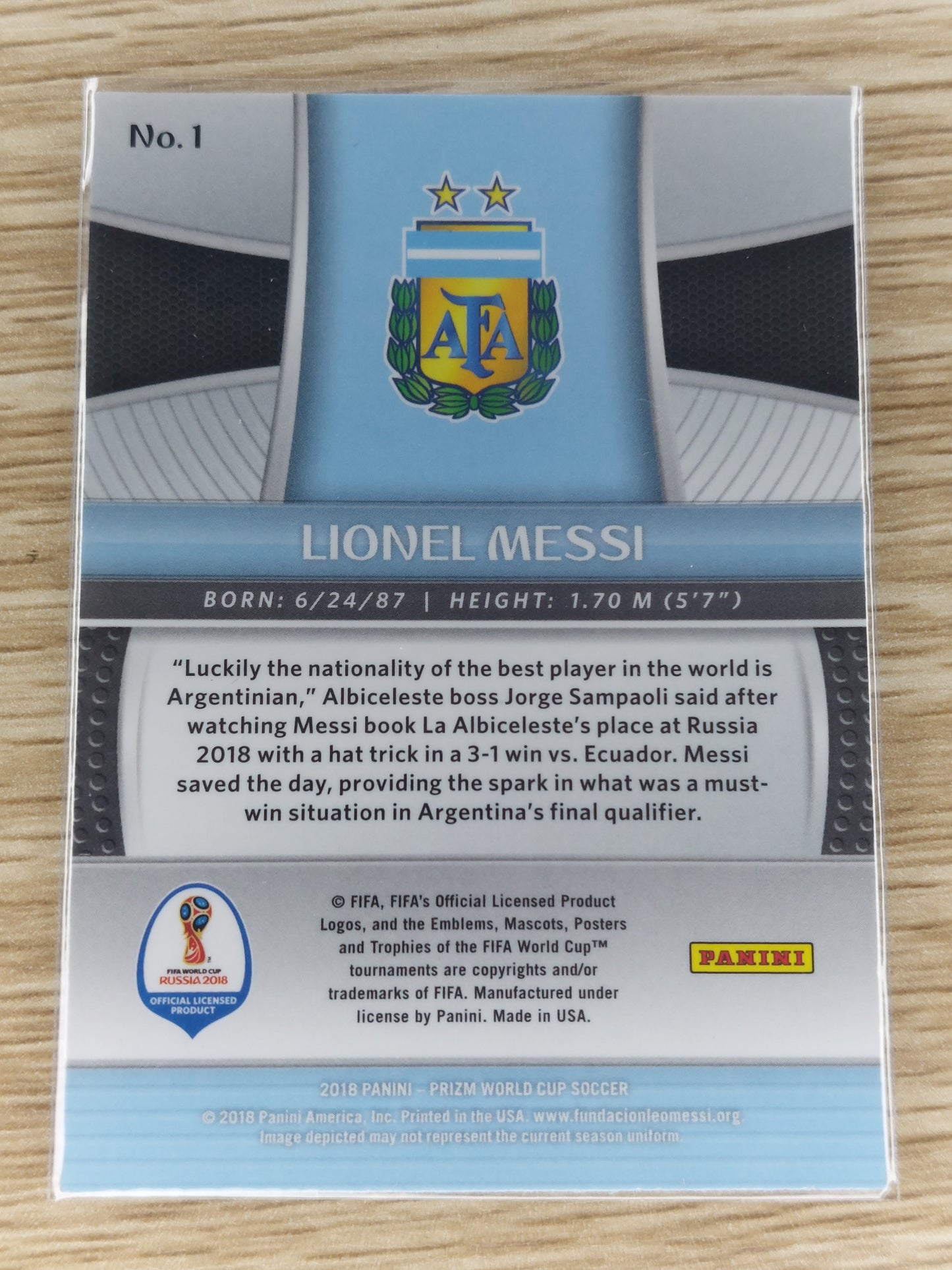 Panini Prizm 2018 Russia World Cup Base Lionel Messi
