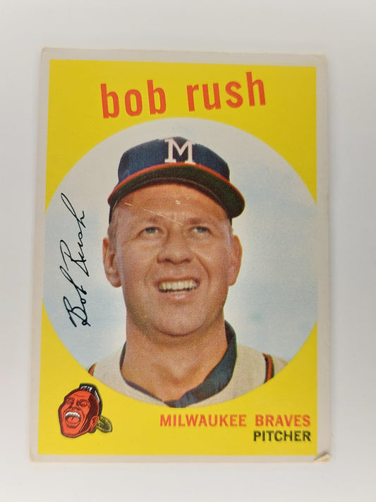 1959 Topps #396 Bob Rush Braves - Good Condition