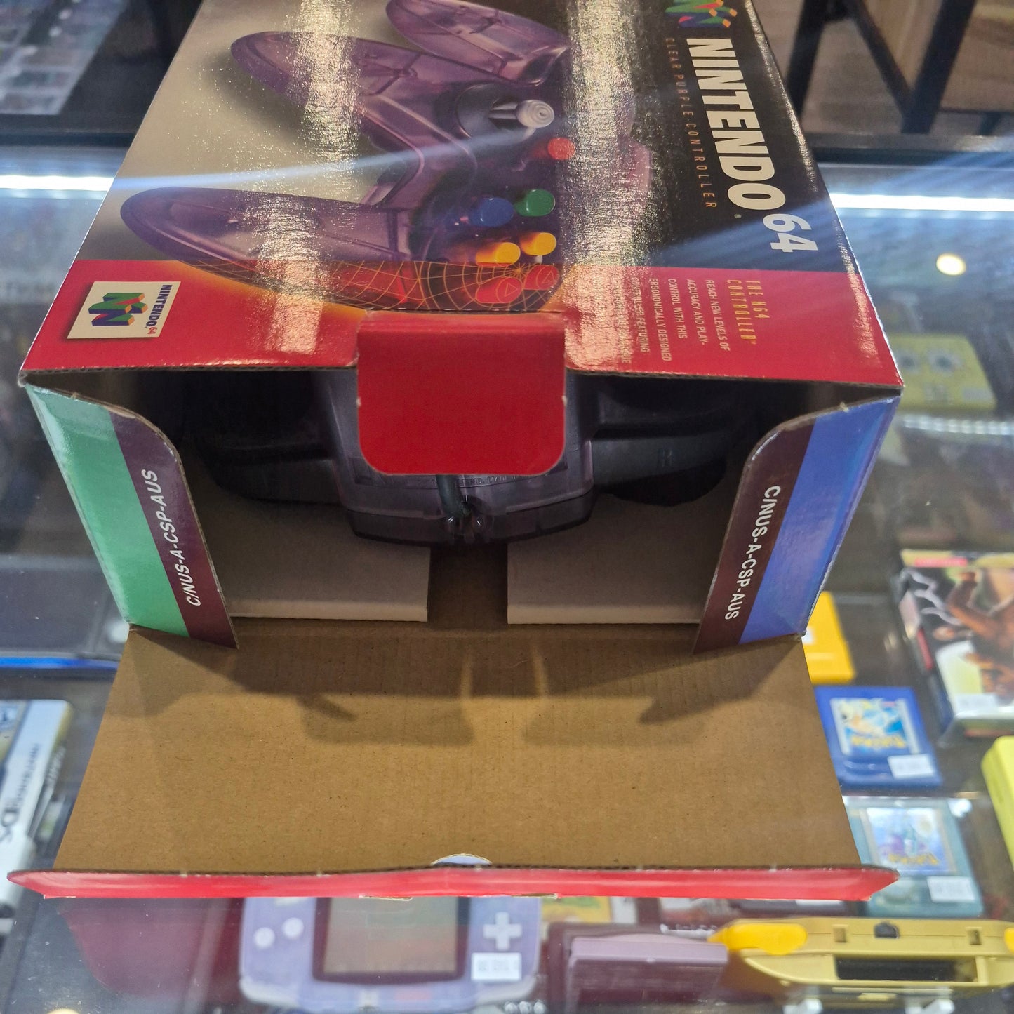 Nintendo N64 Clear Purple Controller In Box,Tested,+ insert Box in Excellent Condition