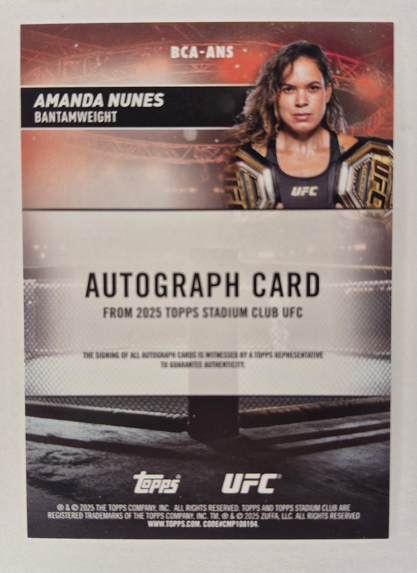 2025 Topps UFC Stadium Club BCA-ANS Amanda Nunes Auto(On Card)NM