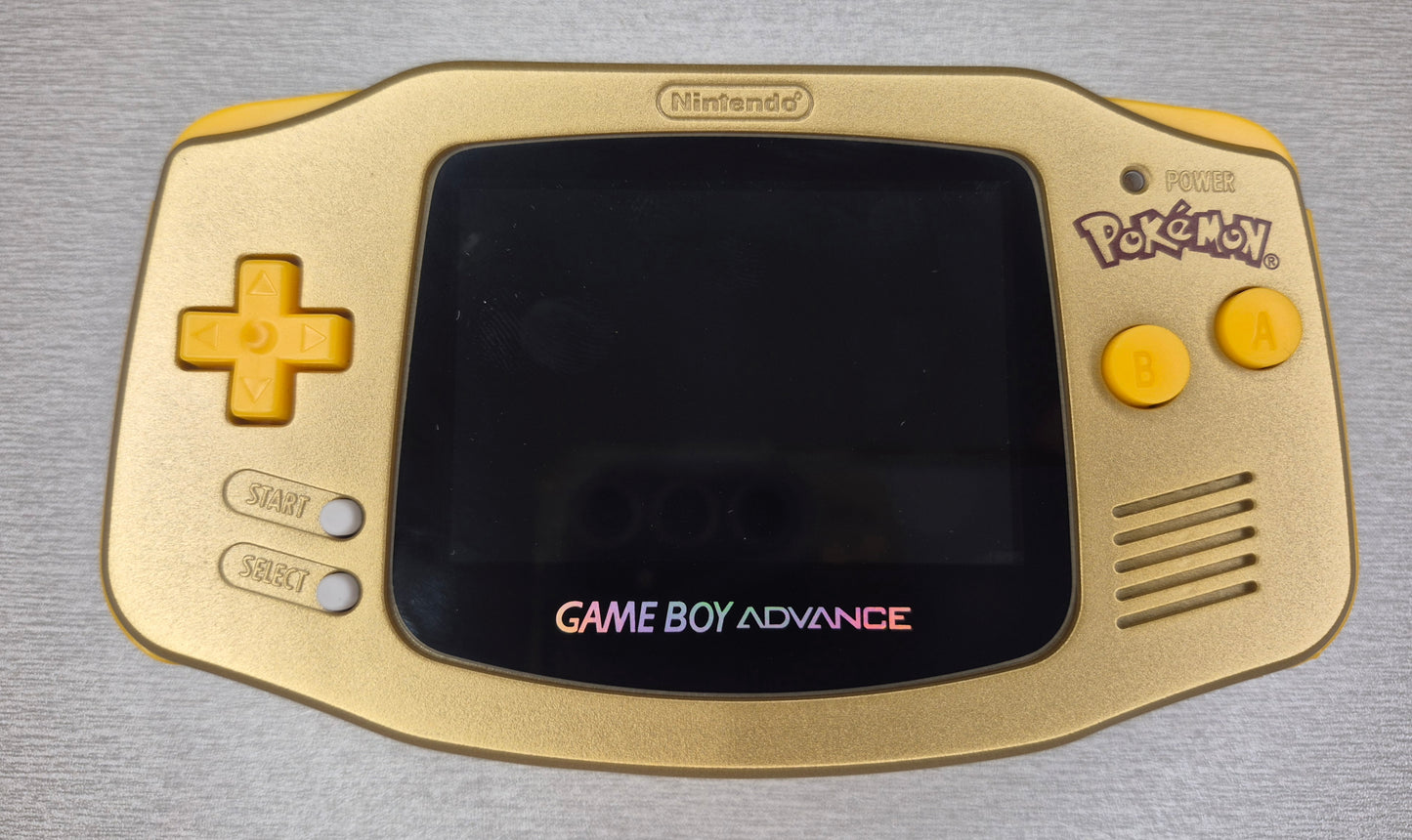 2000 Nintendo Gameboy Advance AGB-001 Brand new Gold Pokémon case,IPS Backlit screen.
