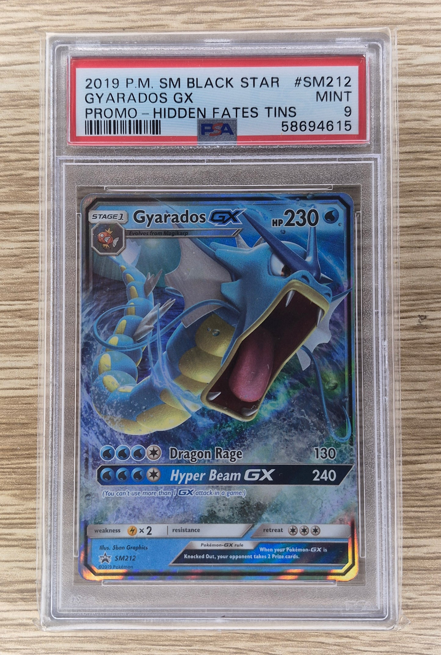 PSA 9 MINT 2019 Pokemon SM Black Star Promo SM212 Gyarados GX Hidden Fates