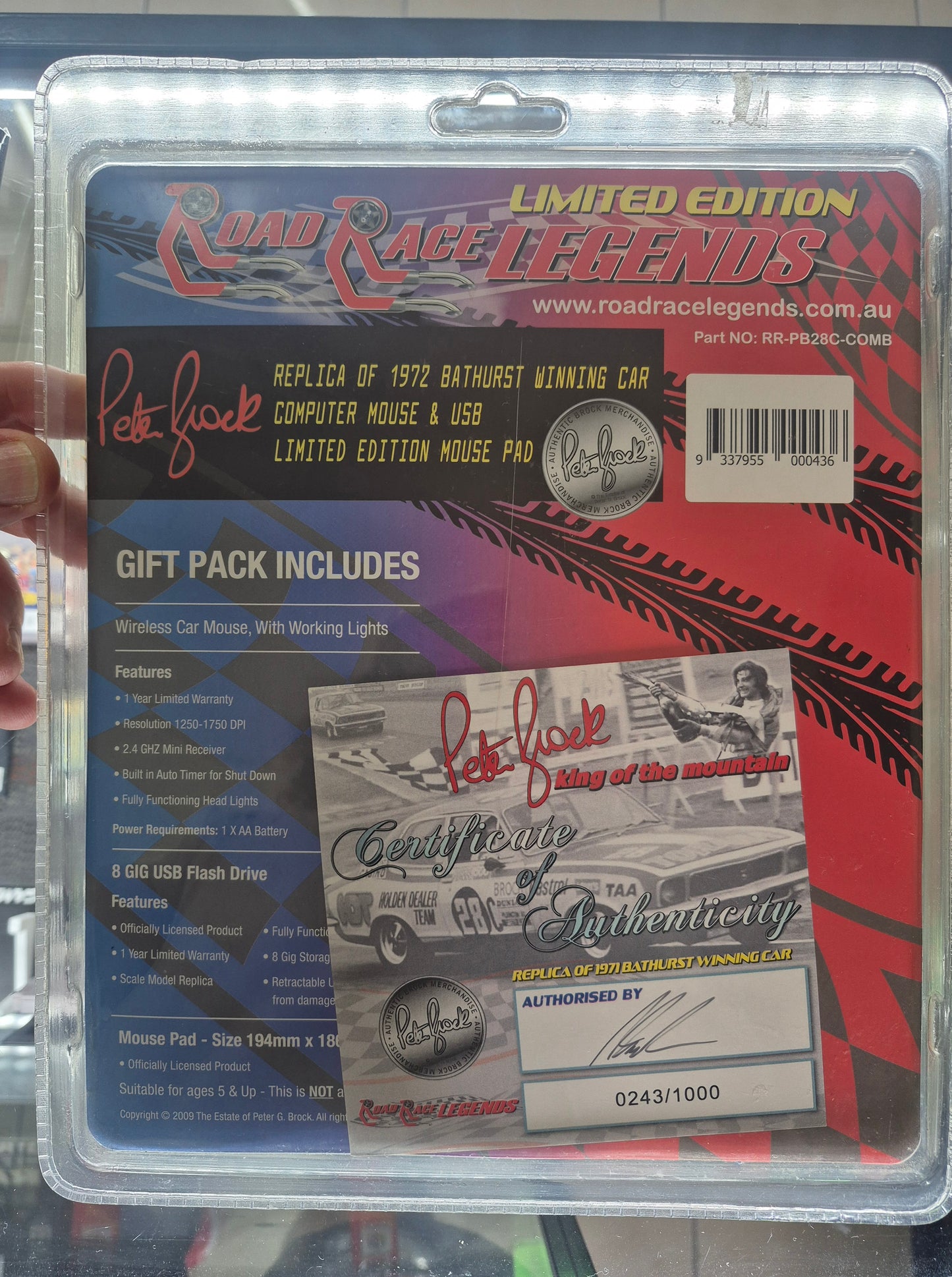 Peter Brock Road Race Legends Signature Series 1/1000 Mouse & USB & Mouse Pad Signed