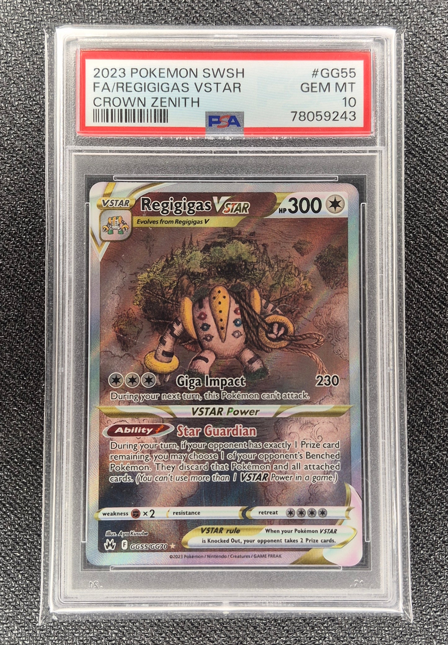2023 Pokemon Crown Zenith GG55/GG70 Regigigas Vstar IR PSA 10