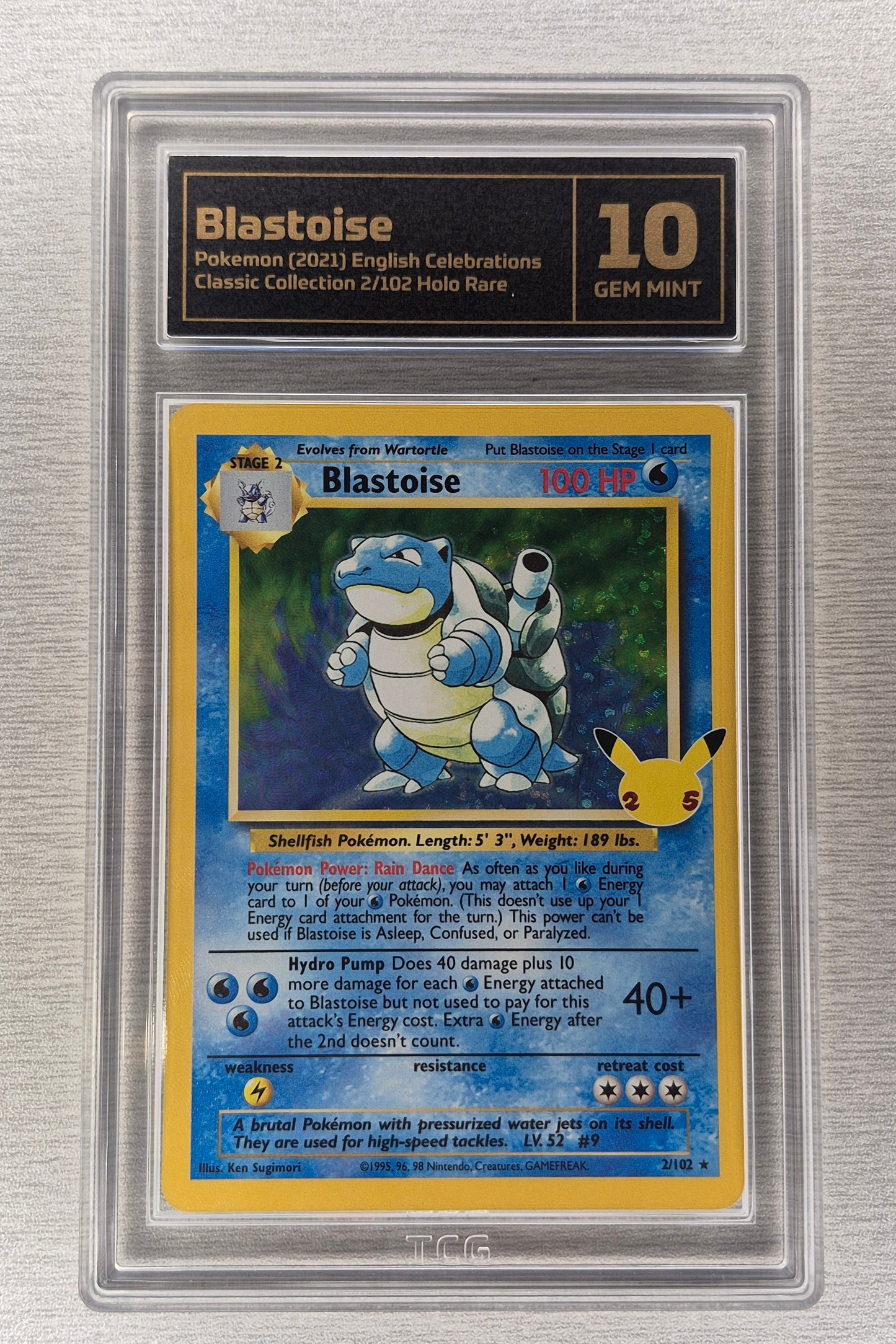 2021 Pokémon Celebrations Blastoise Holo 2/102 Gem Mint 10 TCG Grading