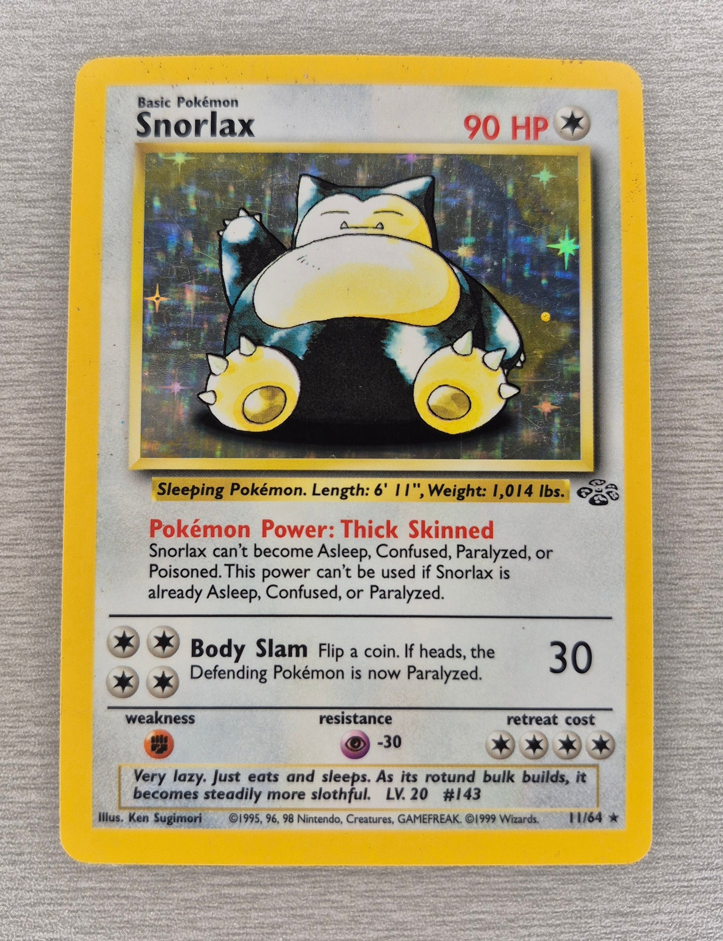 1999 Pokemon Jungle 11/64 Snorlax Holo LP/MP WOTC