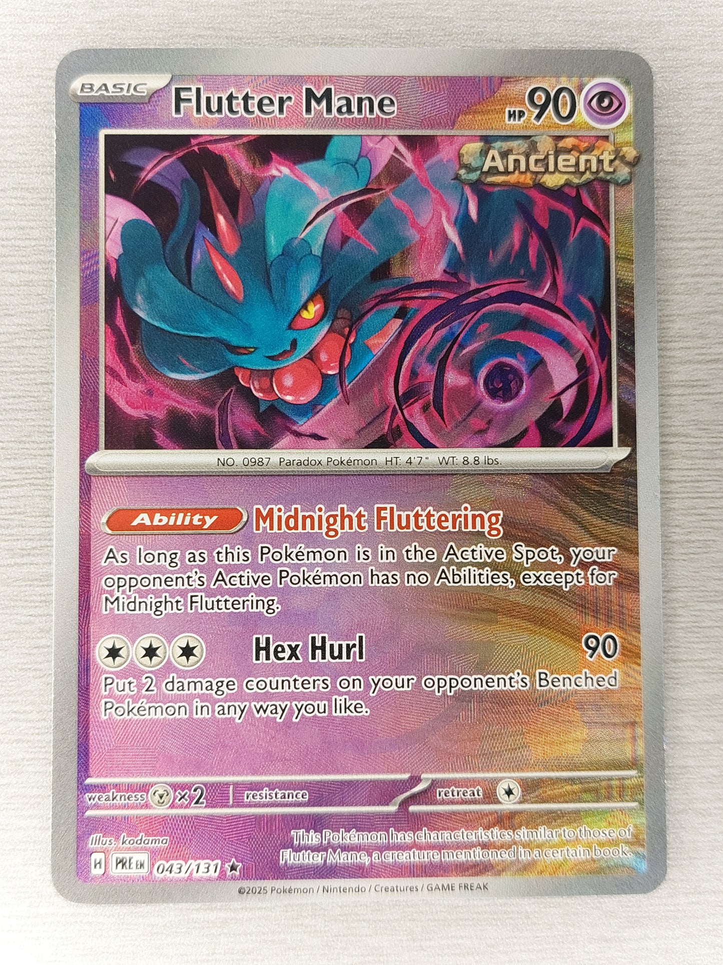 Pokemon 2025 Flutter Mane Master Ball Prismatic Evolutions 043/131