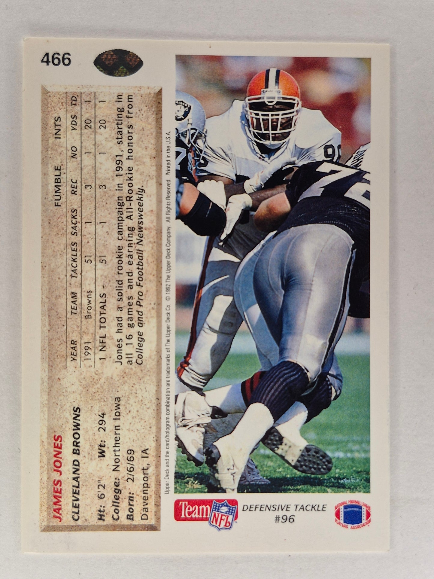 1992 Upper Deck NFL James Jones Auto #466