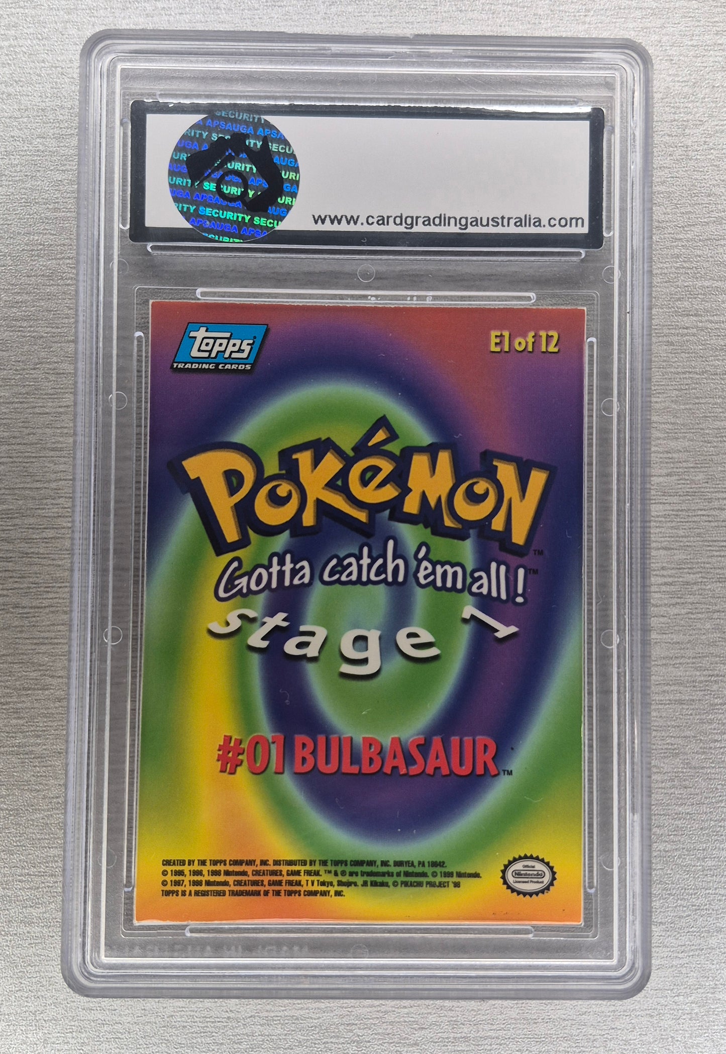 1999 Topps Pokémon Movie Edition E1 of 12 CGA 8.5