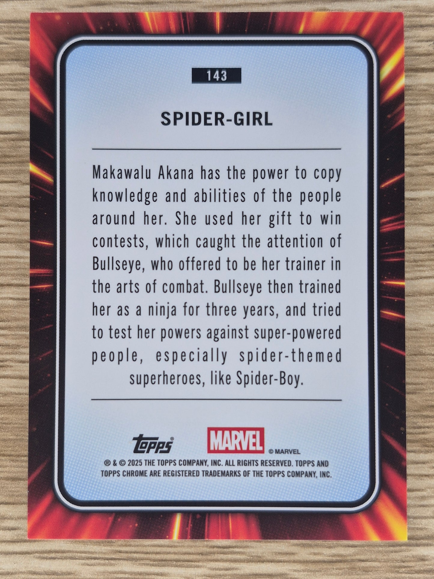 Marvel Topps Chrome 2025 Yellow Lava 1st Appearance Spider-Girl #143