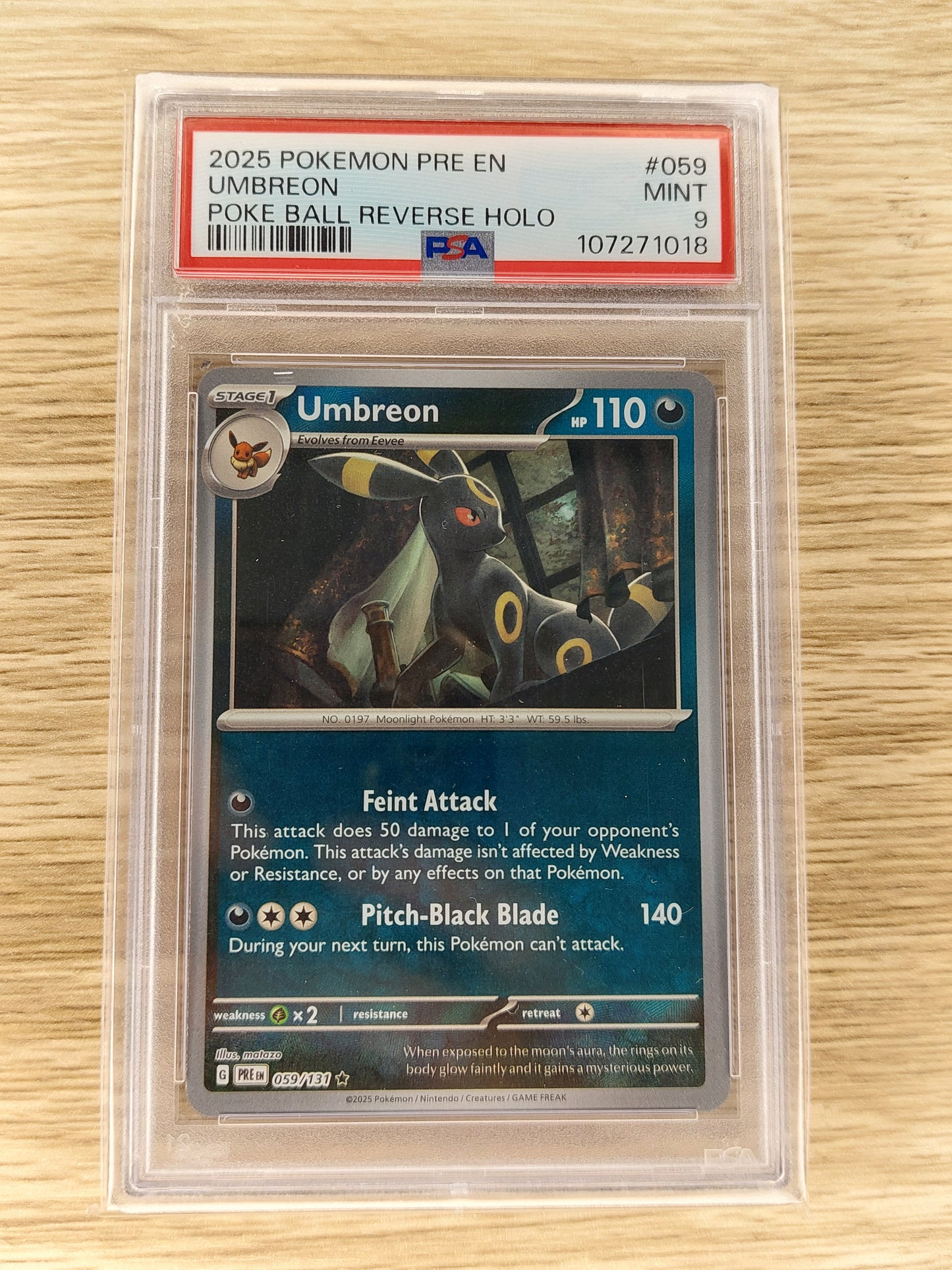 Pokemon 2025 Umbreon Pokeball Holo Prismatic Evolutions 059/132 PSA 9