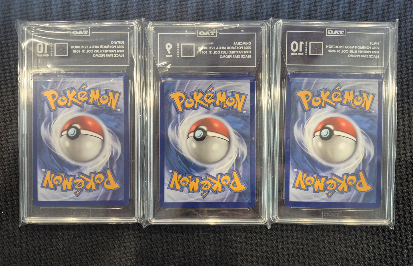 Pokemon 1st Partner Illustration Set TAG 10,9,10 Turtwig,Chimchar,Piplup 040,041,042 Mint