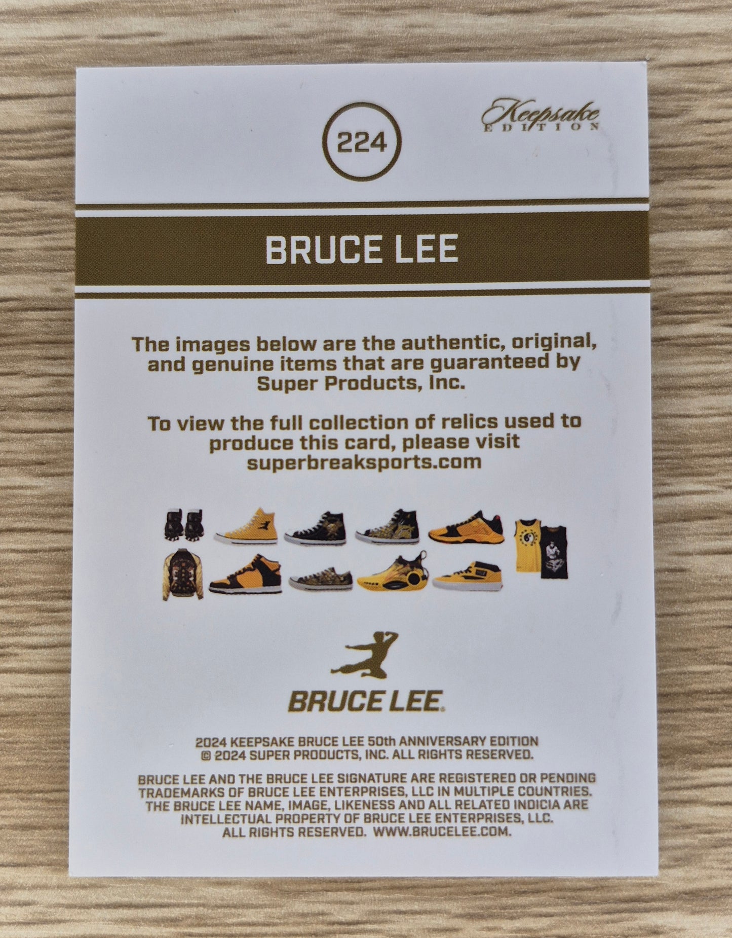 Keepsake Kaleidoscope Edition Bruce Lee Collection 50th Anniversary Bruce Lee Authentic Relic Card #224