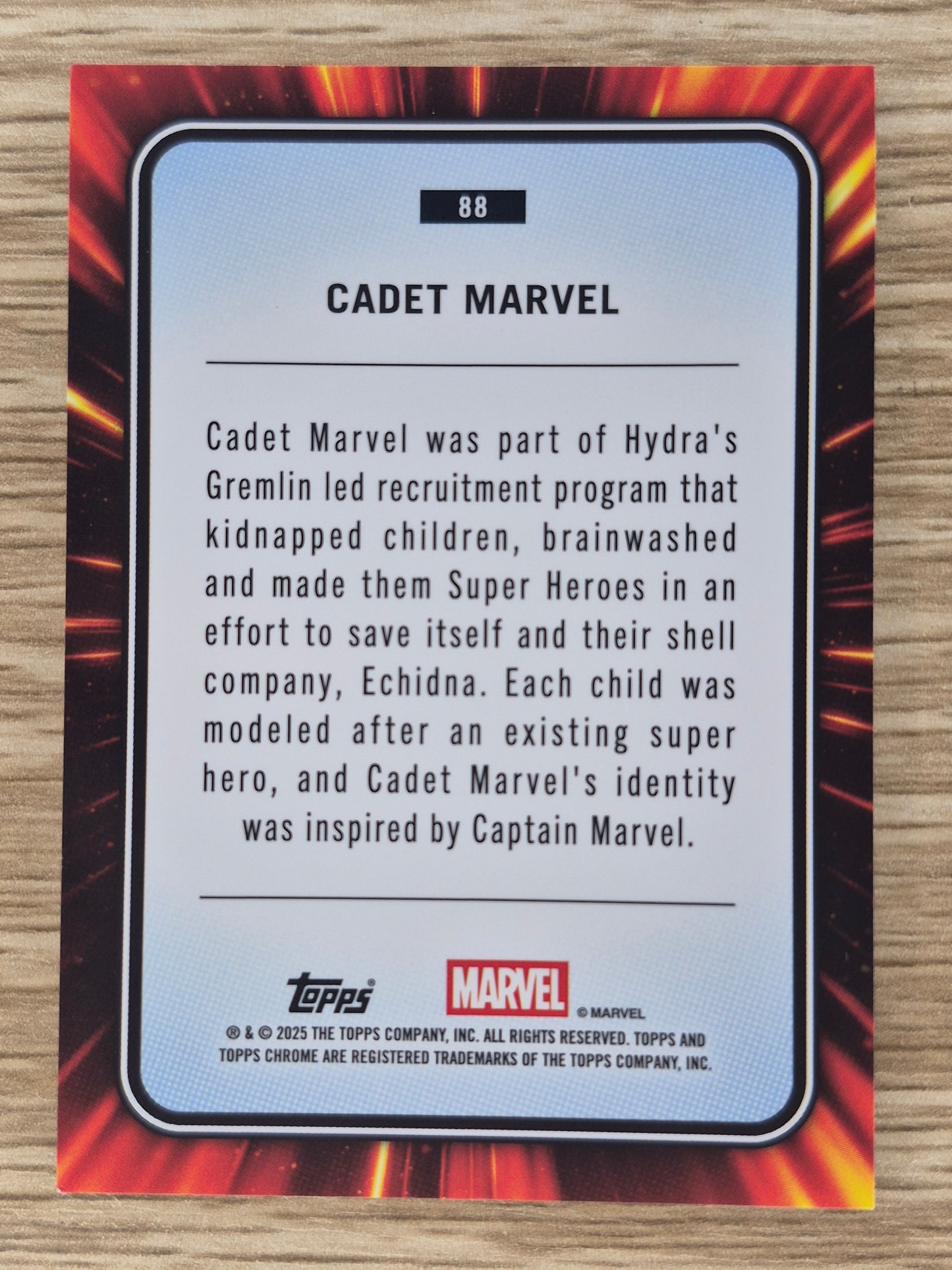 Marvel Topps Chrome 2025 Cadet Marvel 1st Appearance 063/100