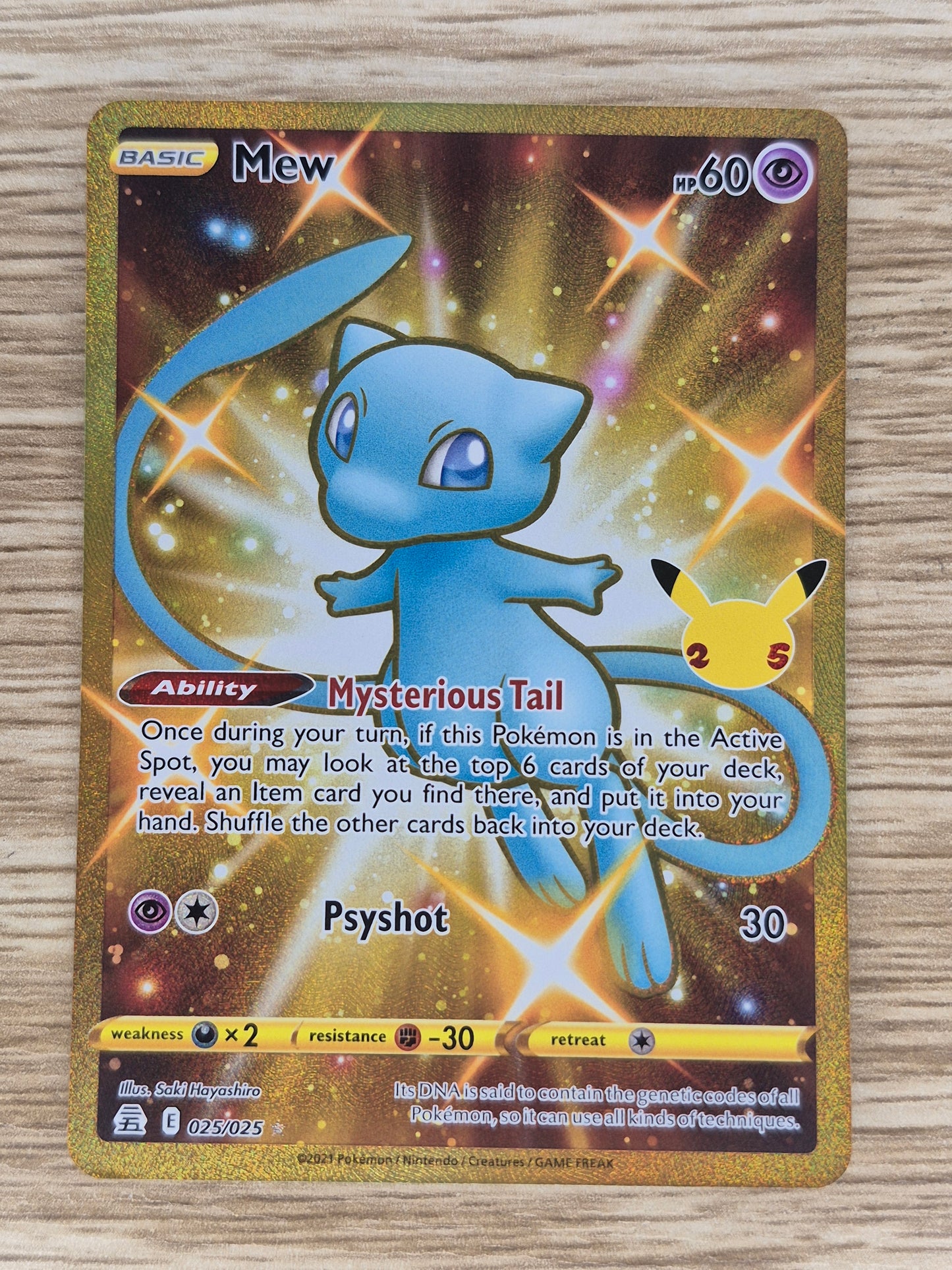 Pokémon Card Mew 025/025 Gold Secret Rare Celebrations - NM