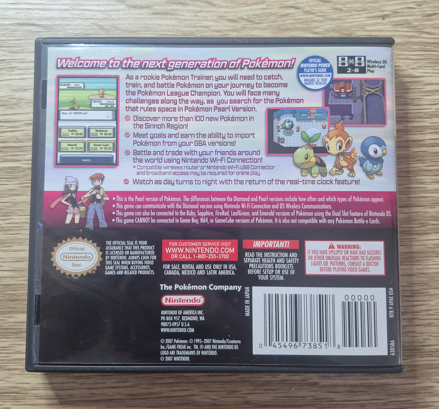 Nintendo DS Pokémon Pearl Version AUS Cart in US Box.Tested