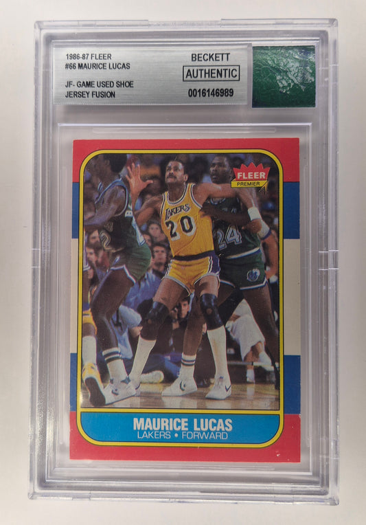 1986-87 Fleer #66 Maurice Lucas - Los Angeles Lakers NBA JF Game Used Shoe Beckett Authentic