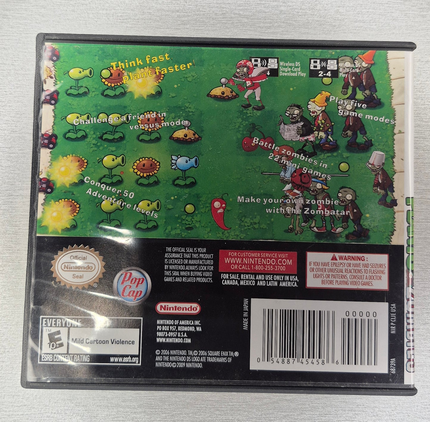 2006 Nintendo DS USA Plants VS Zombies CIB Tested