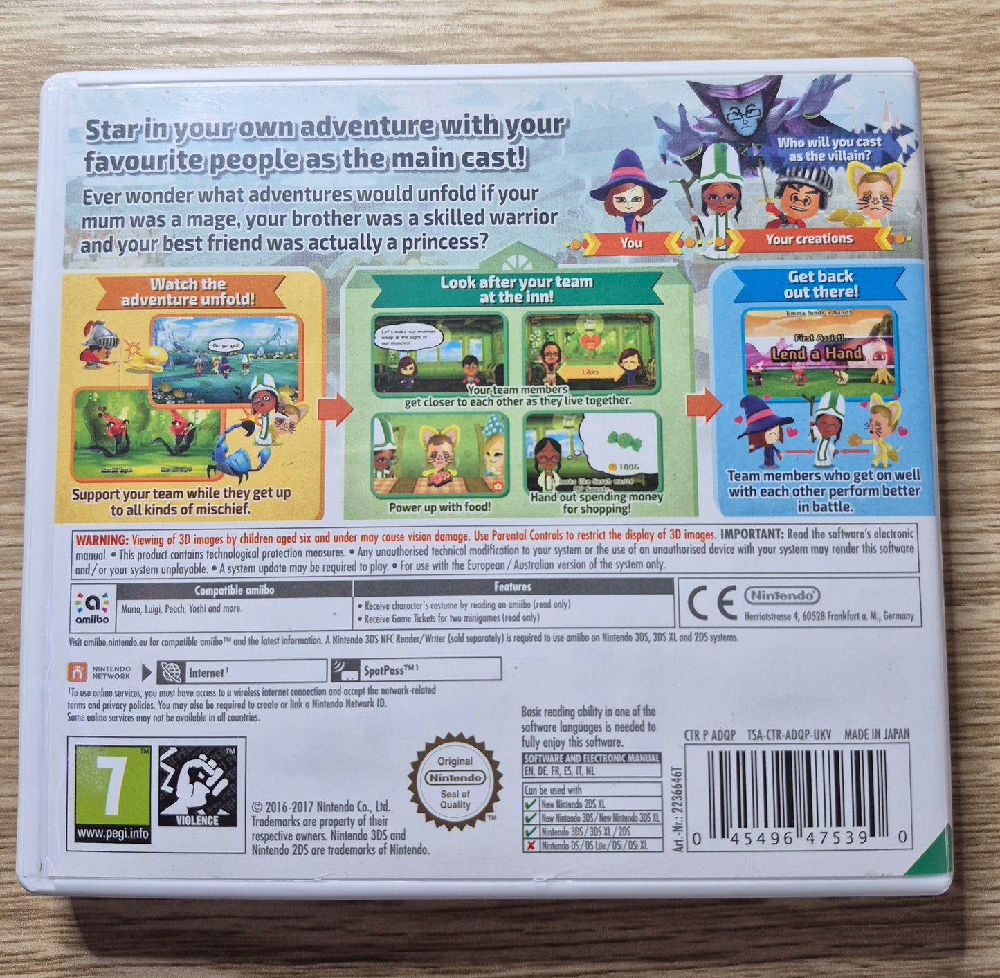 2017 Nintendo 3DS Miitopia EUR Tested in Case