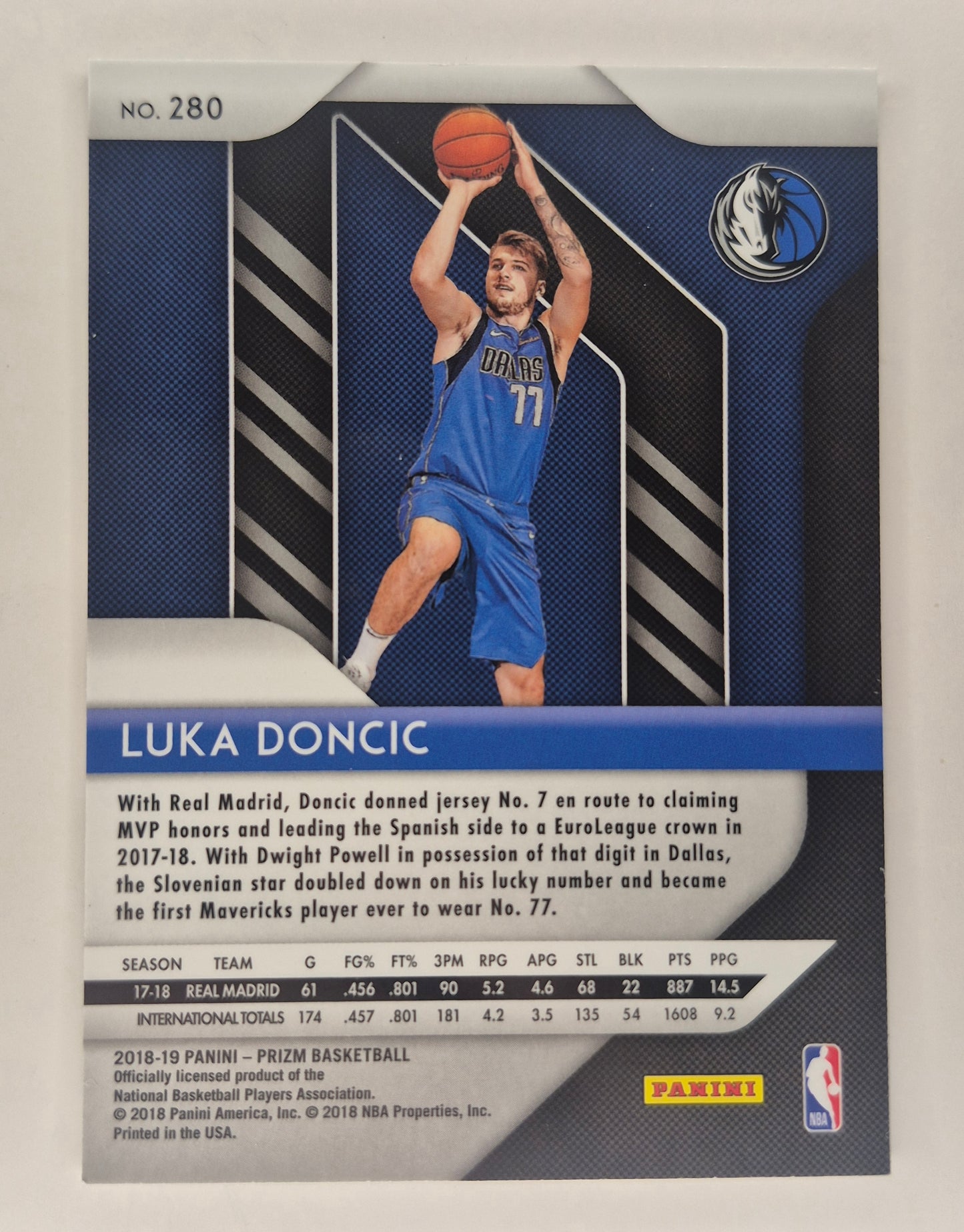 2018-19 Panini Prizm #280 Luka Doncic Dallas Mavericks Rookie Card RC