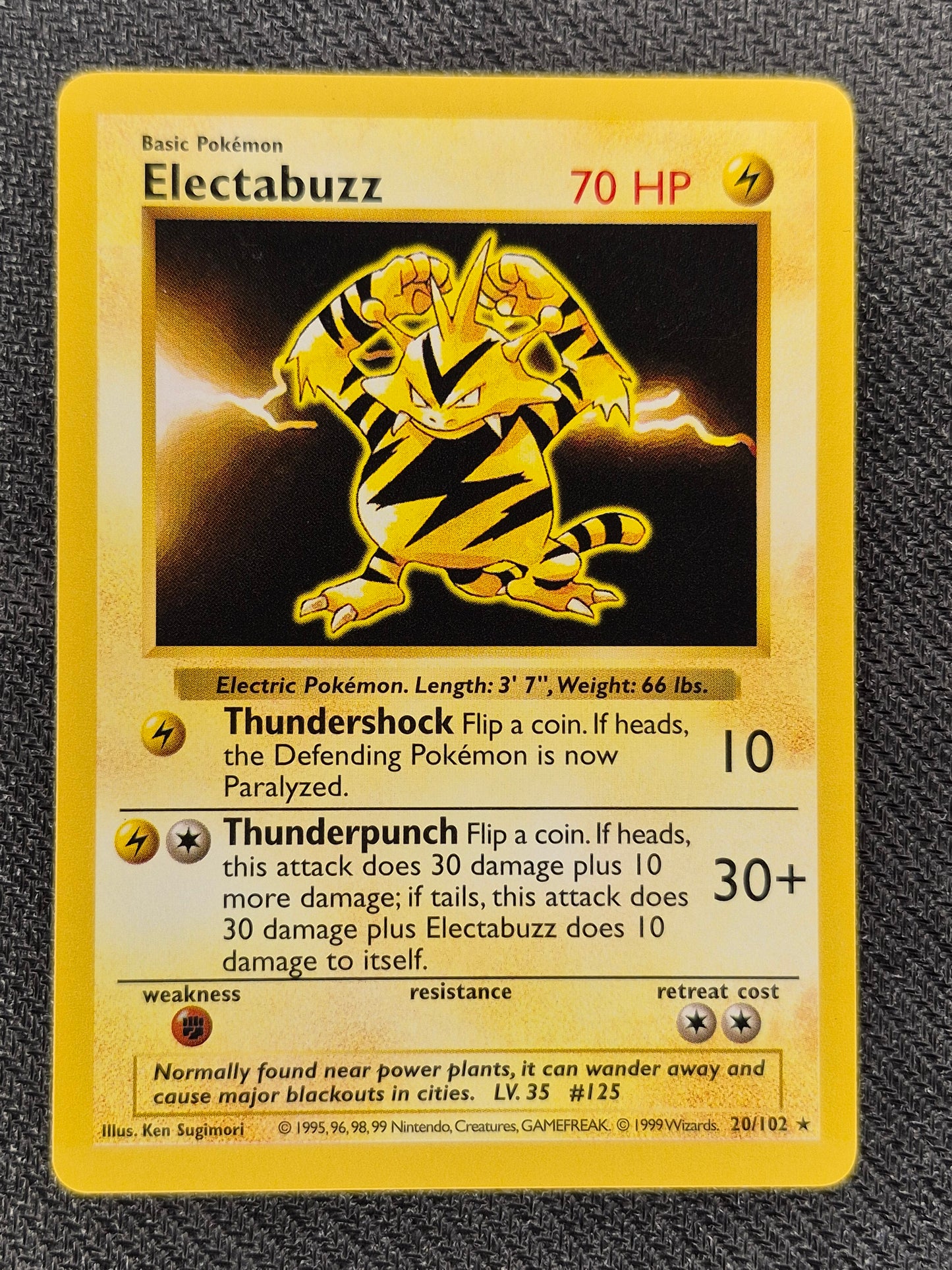 Shadowless Electabuzz 20/102 Base Set Vintage Pokemon Card - LP