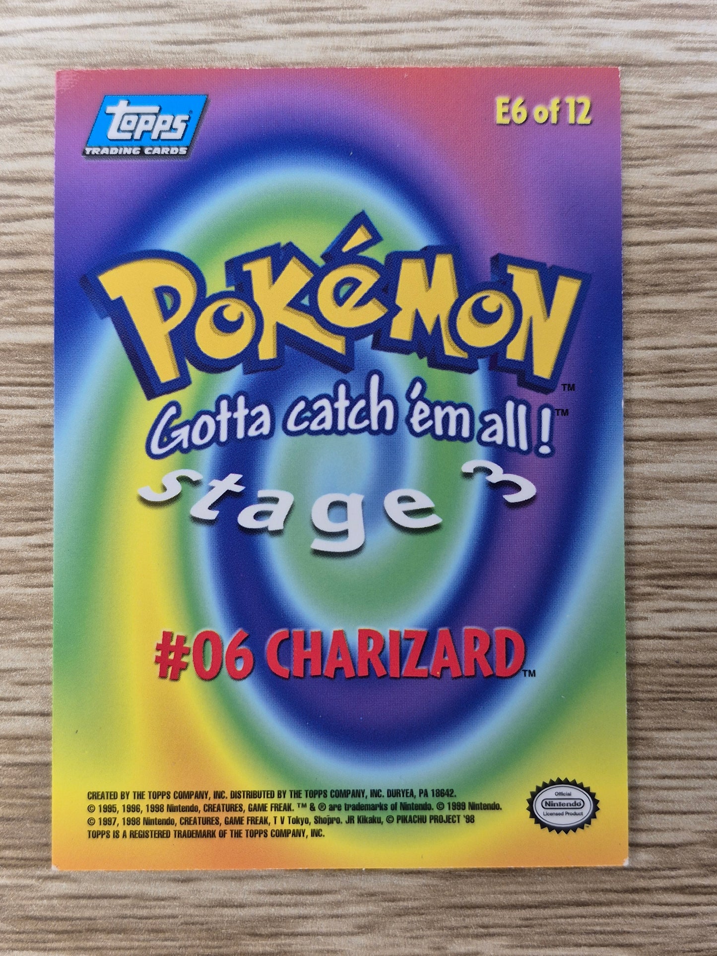 1999 Pokemon #06 Charizard(E6 of 12)Stage 3 Topps Movie Edition Black Label Holo - LP