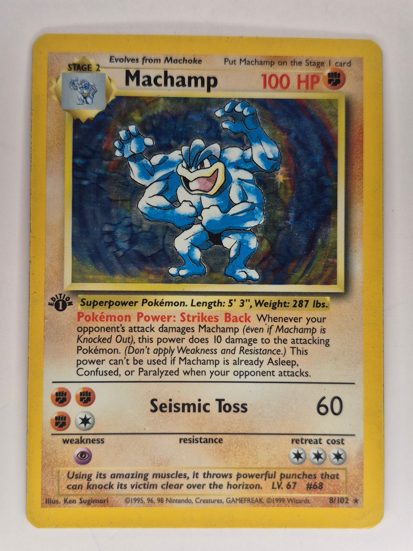 Pokémon TCG Machamp Base Set 8/102 Holo 1st Edition Holo Rare LP/MP