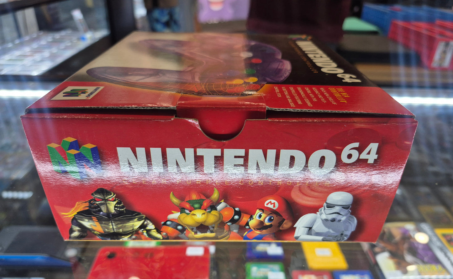 Nintendo N64 Clear Purple Controller In Box,Tested,+ insert Box in Excellent Condition