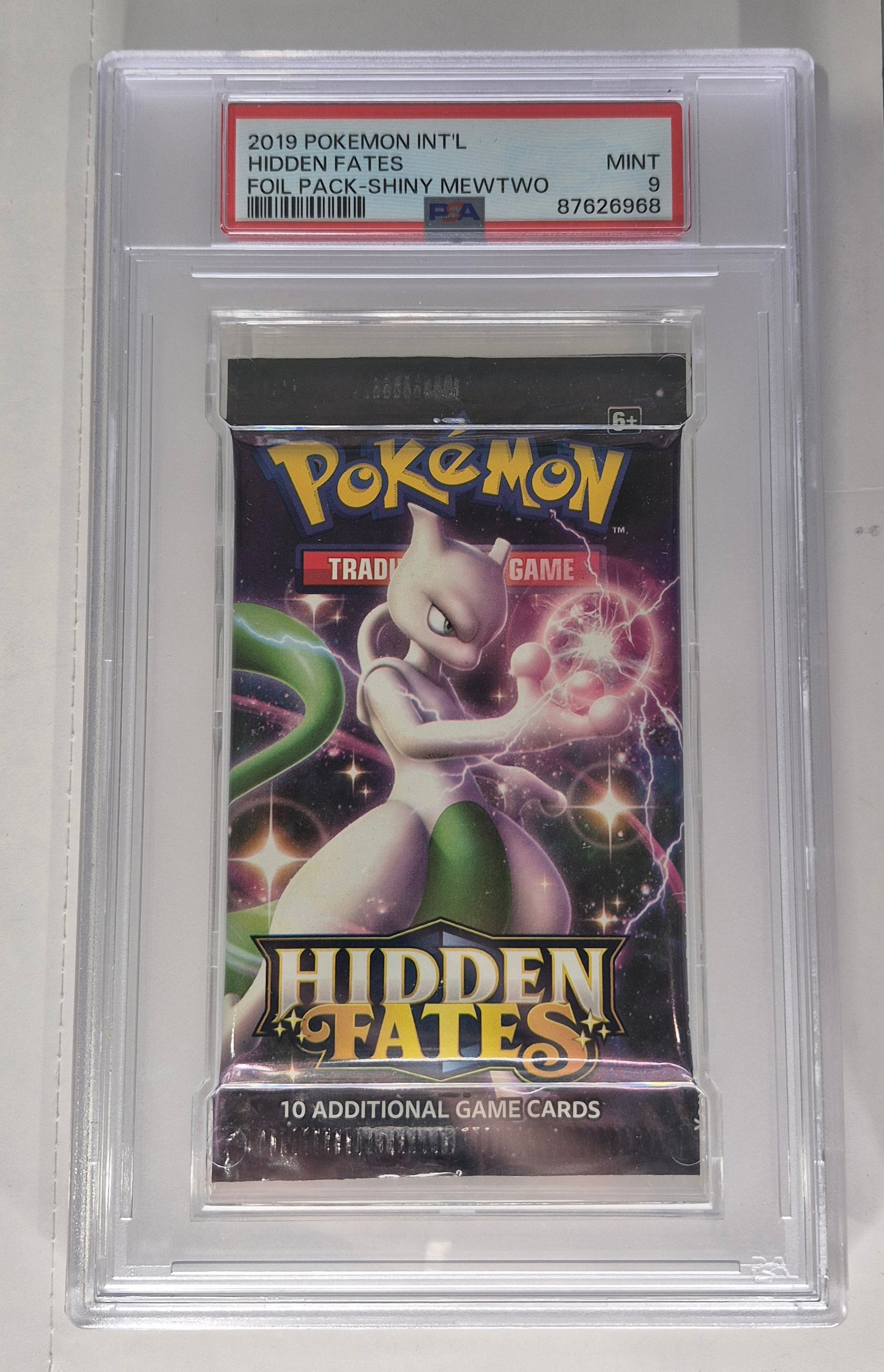 2019 Pokémon Hidden Fates Mewtwo Booster Pack PSA 9 Mint