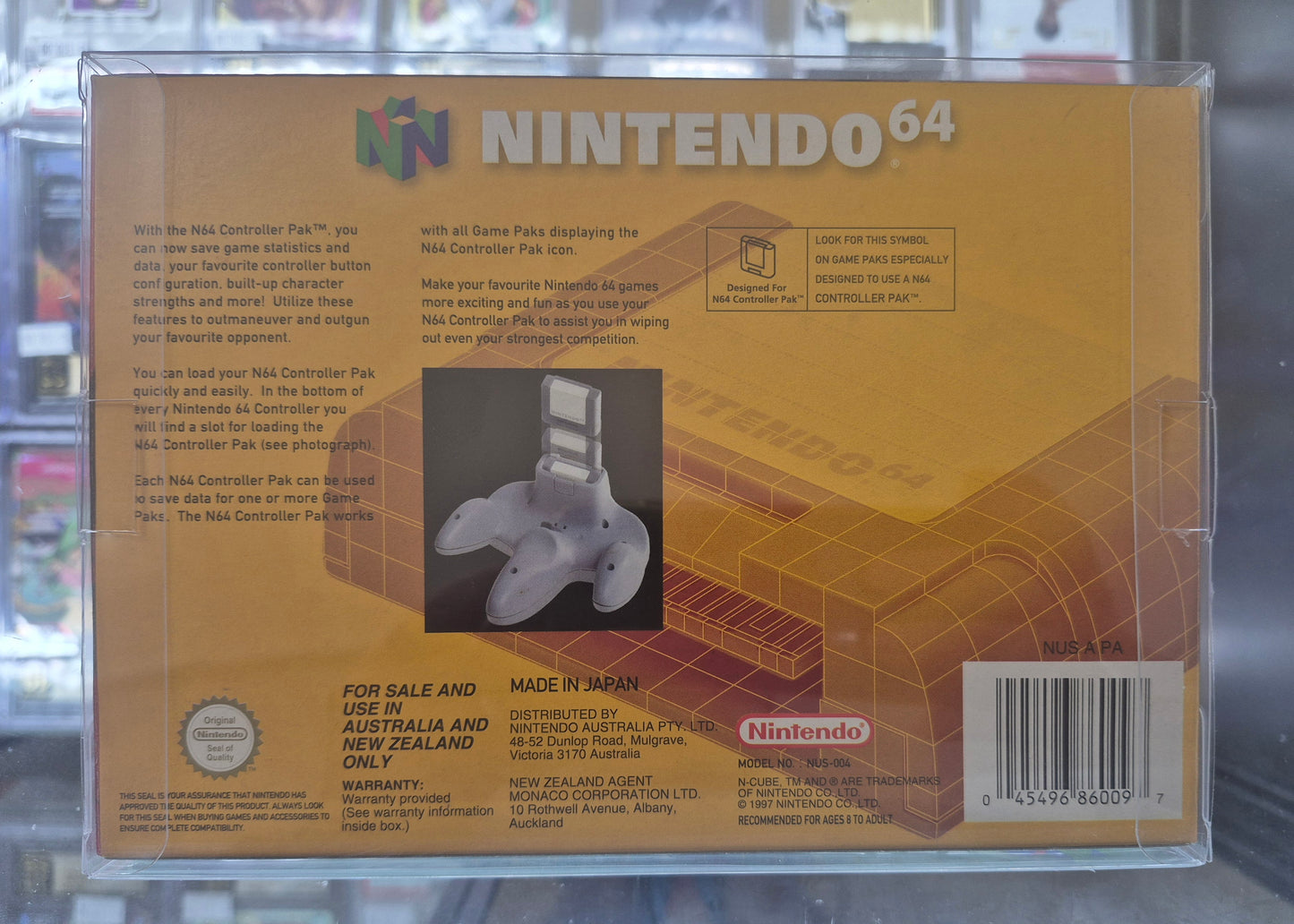 Genuine Nintendo 64 N64 Controller Pak Complete In Box - NUS-004 Tested Box Excellent