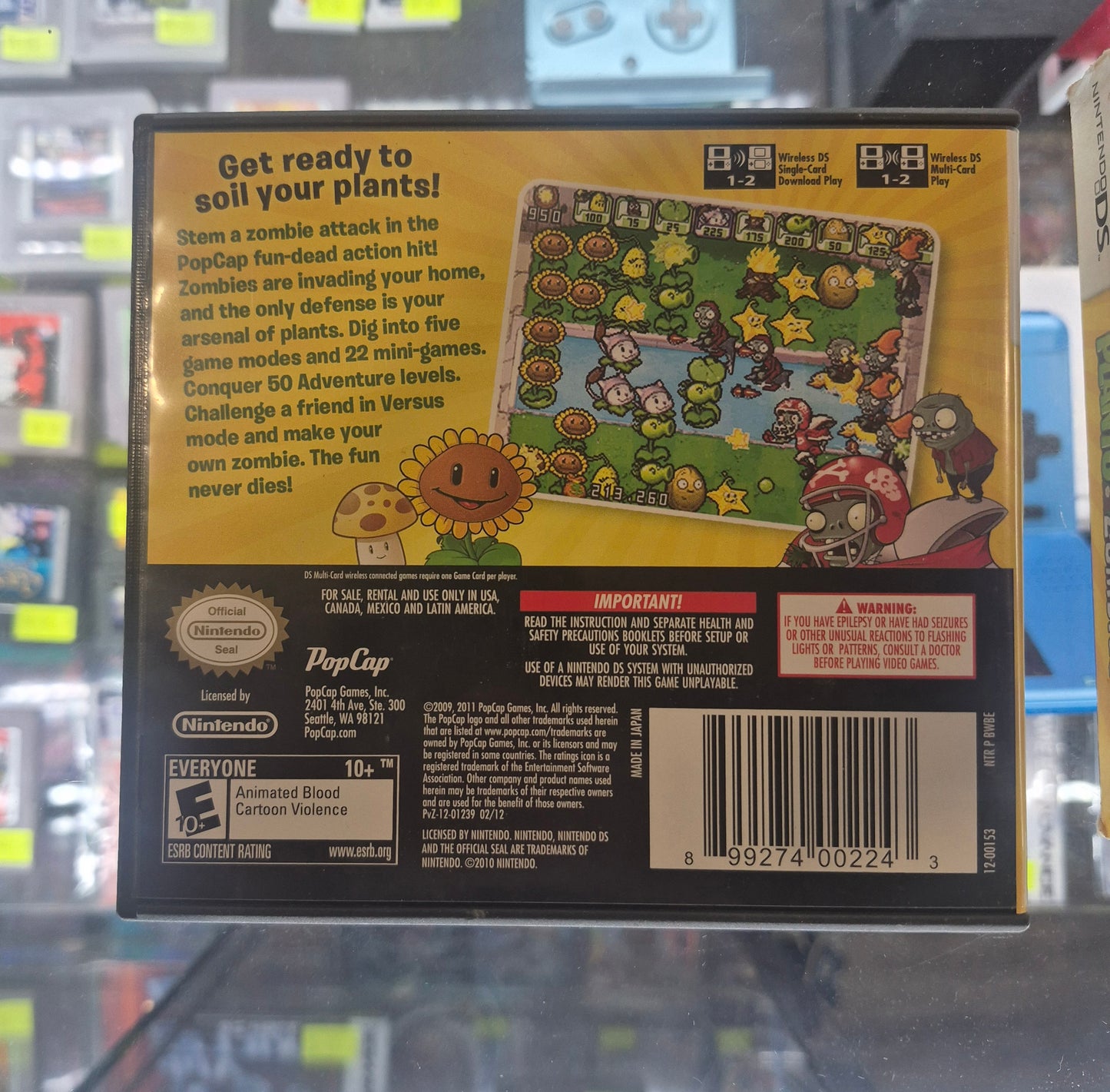 Plants vs. Zombies (Nintendo DS, 2011) CIB Tested And Working US Cart