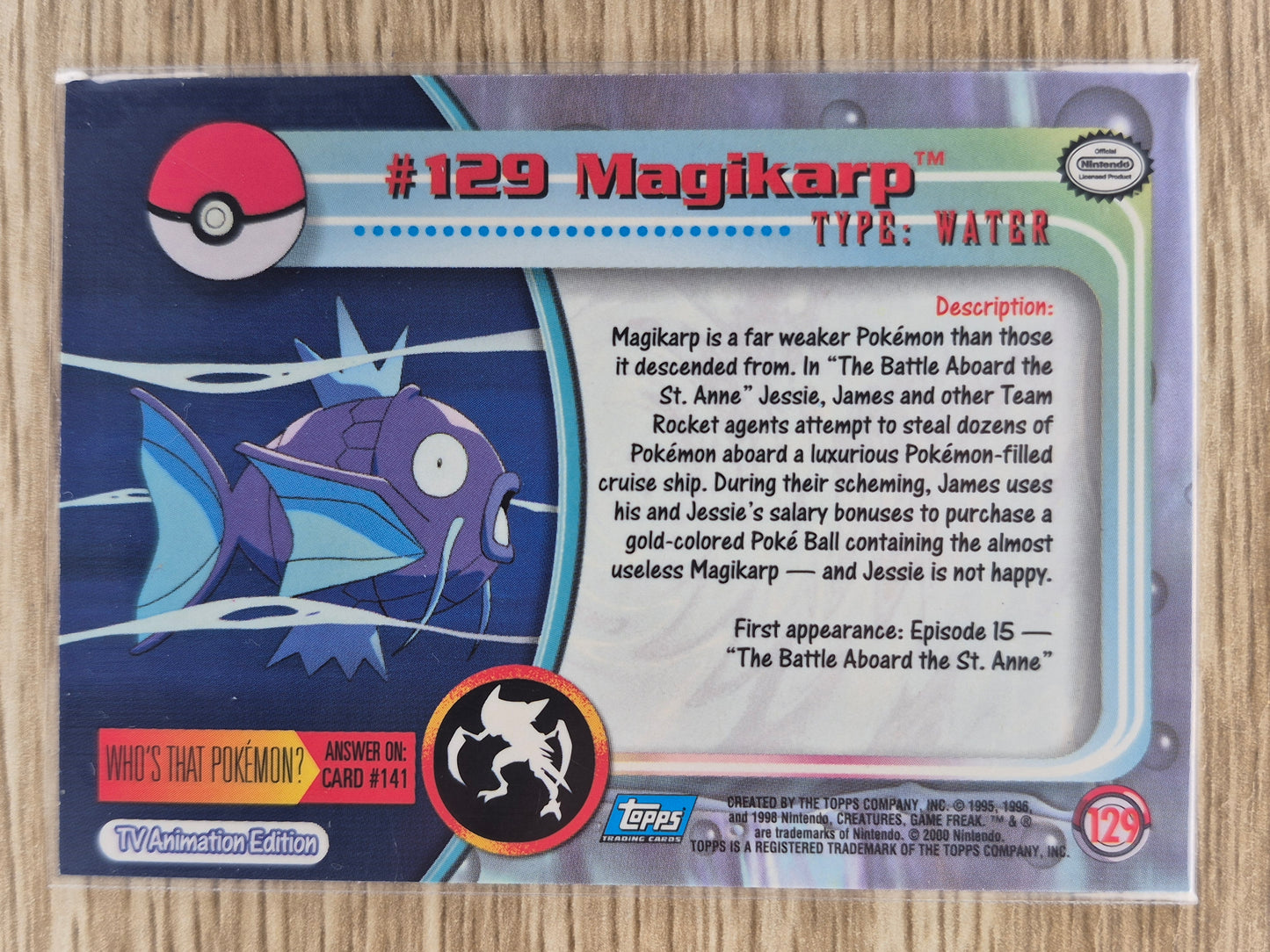 2000 Topps Pokémon Blue Label #129 Magikarp Holo MP