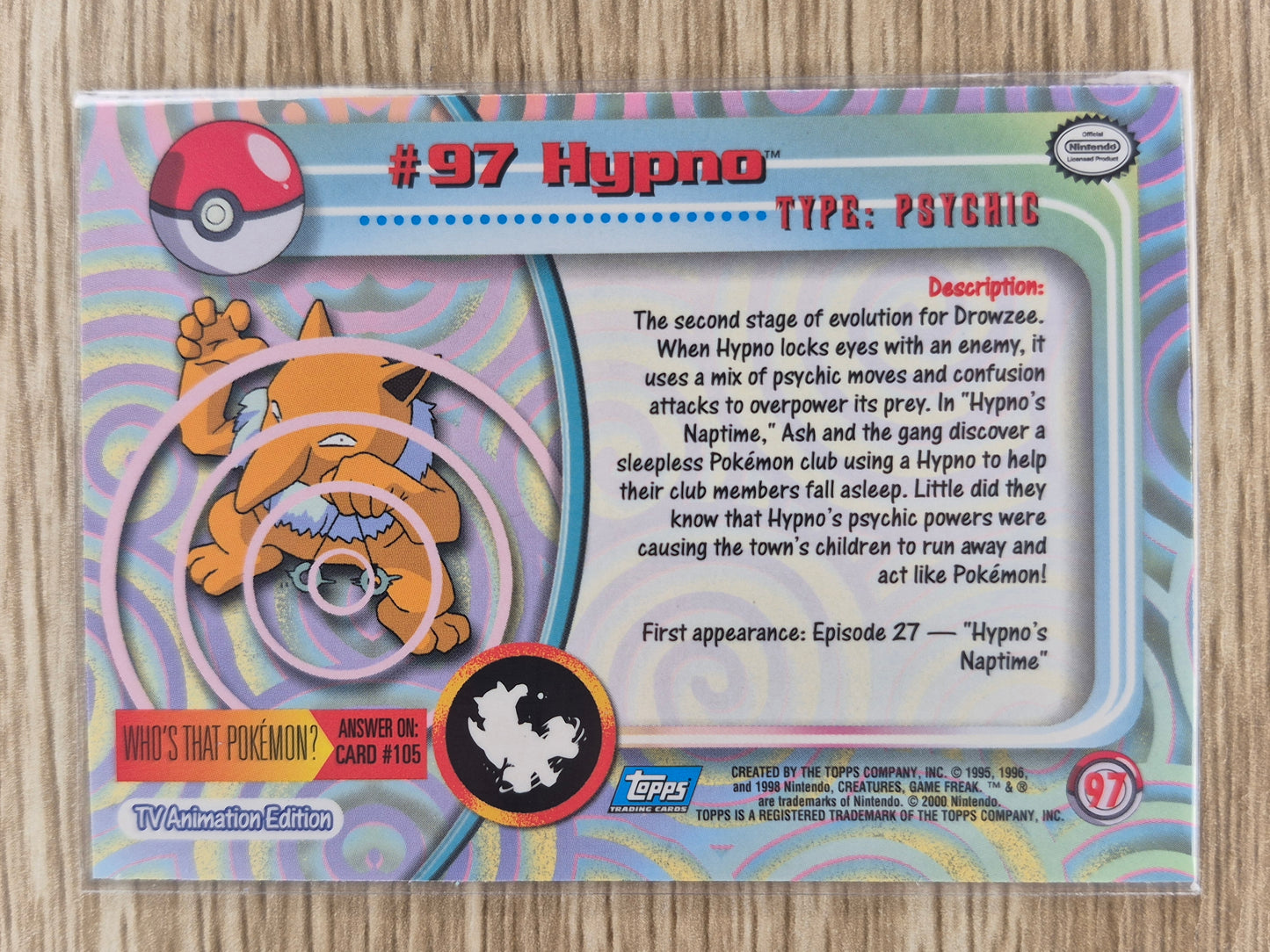 2000 Topps Pokémon Blue Label #97 Hypno Holo MP