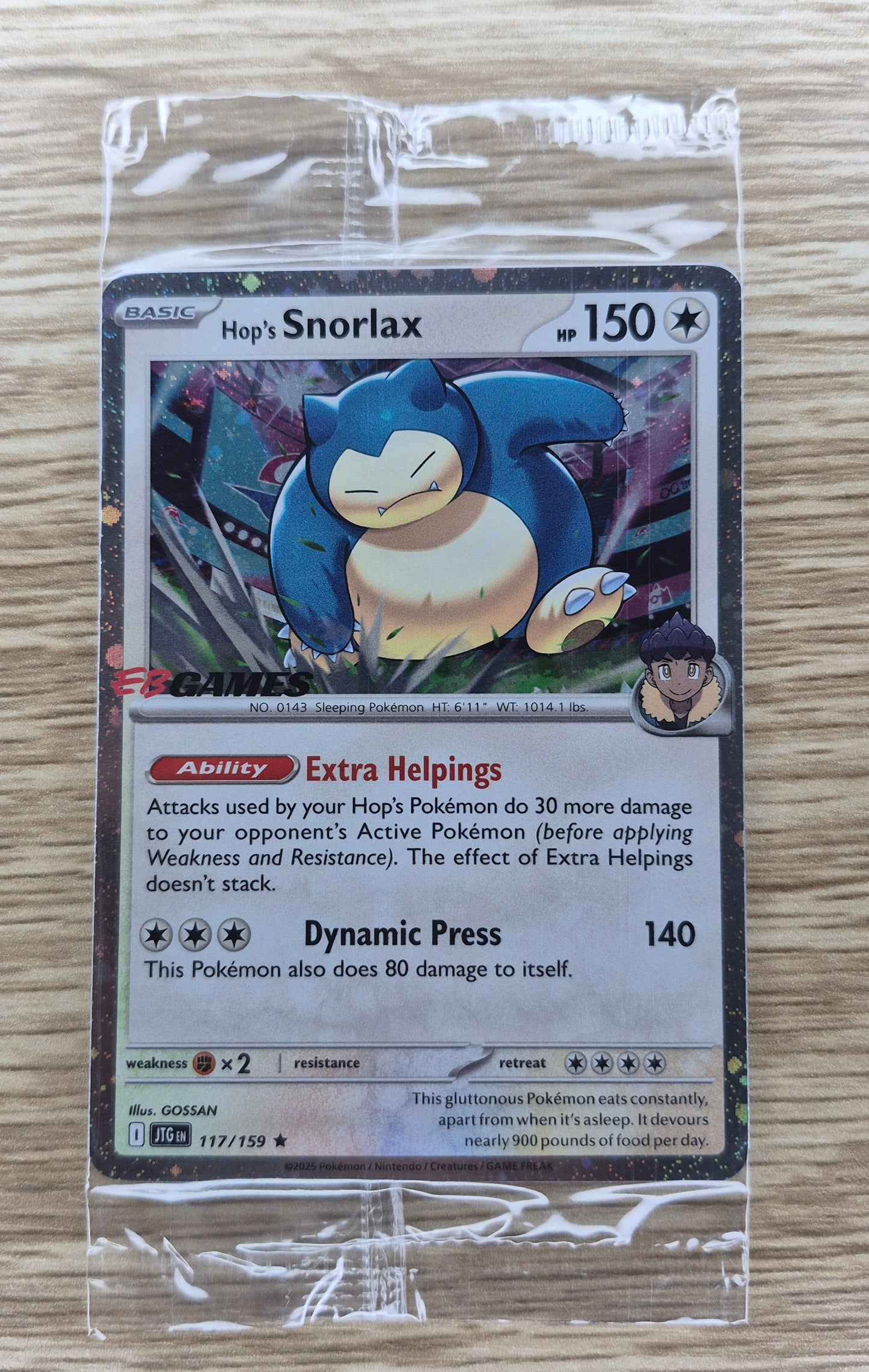 Hop's Snorlax 117/159 Stamped EB Games Promo Pokemon Card Sealed