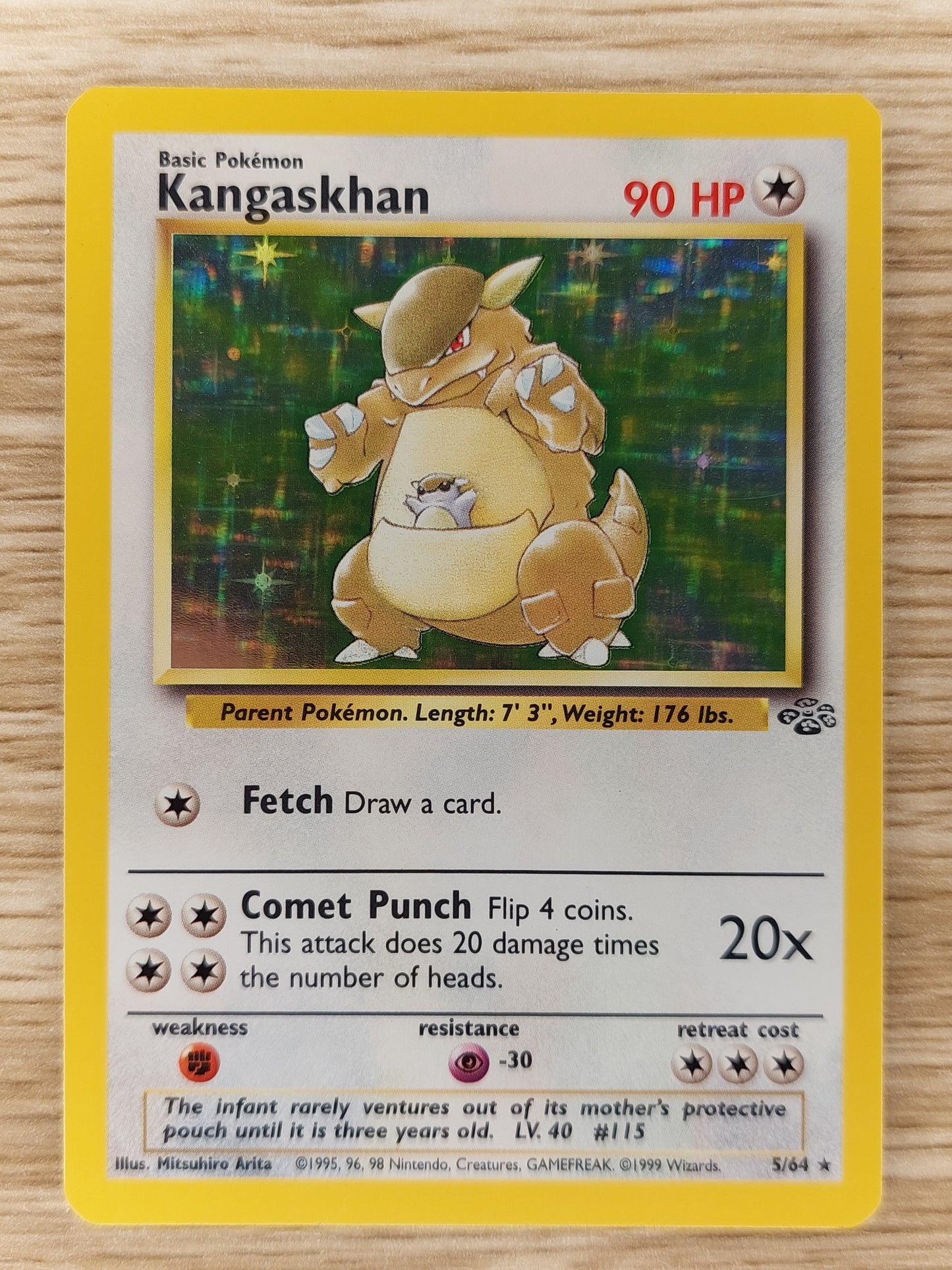 Pokemon 1999 Kangaskhan Jungle Holo Rare 5/64 LP #2