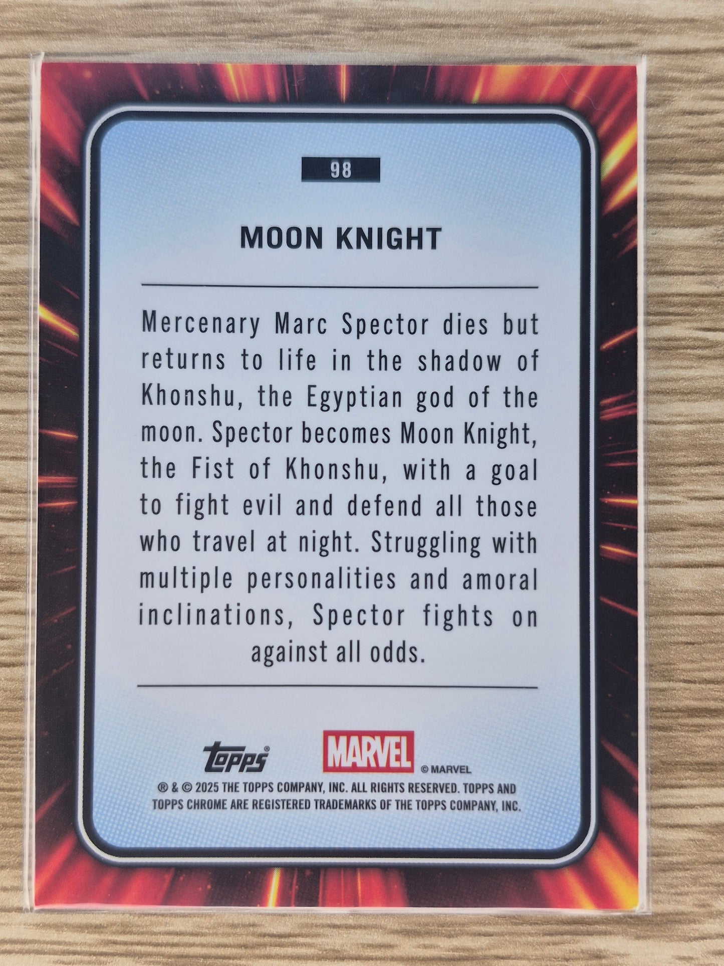 Marvel Topps Chrome 2025 Yellow Lava Moon Knight #98