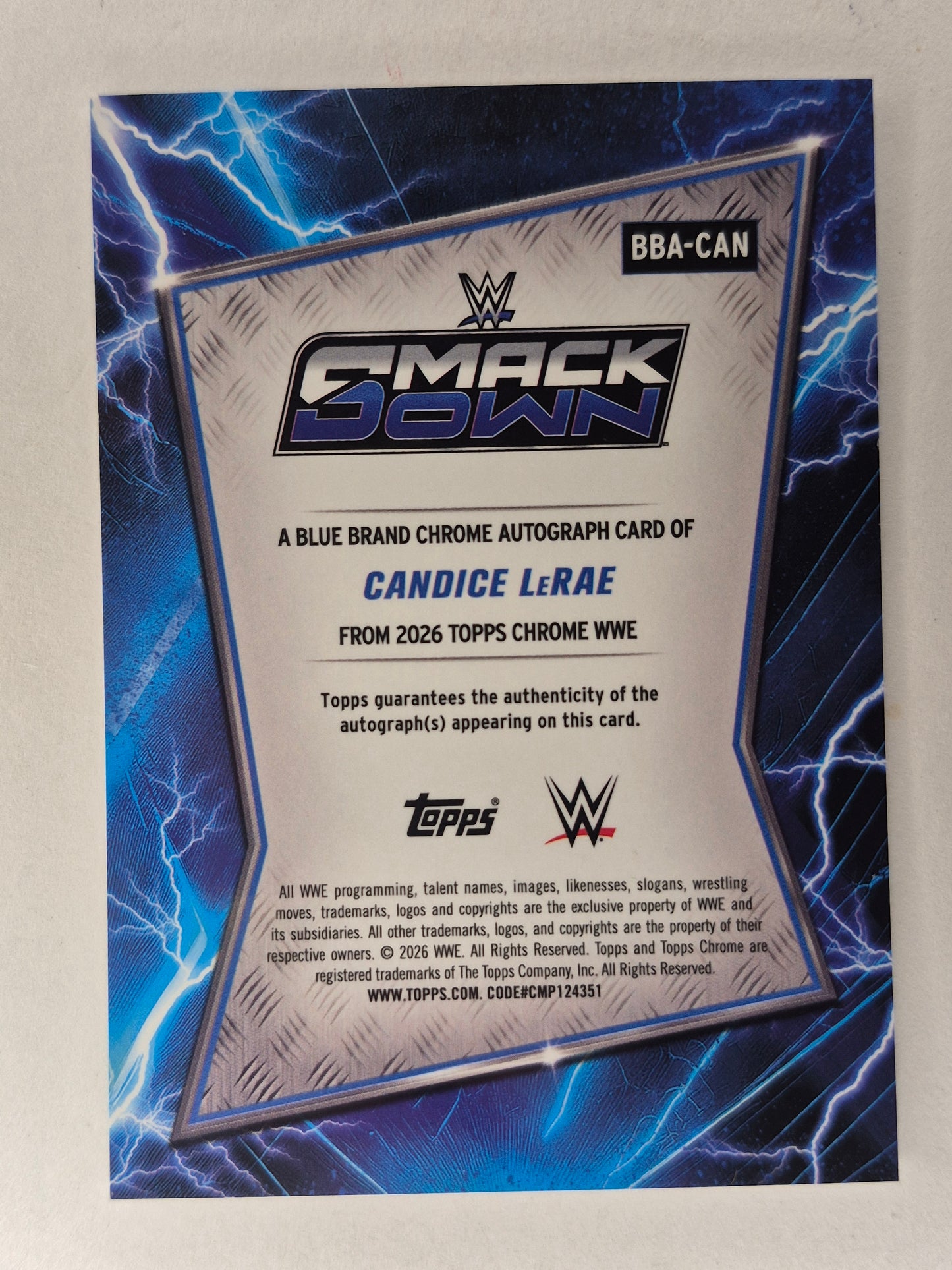 2026 Topps Chrome WWE Candice LeRae On Card Auto BBA-CAN