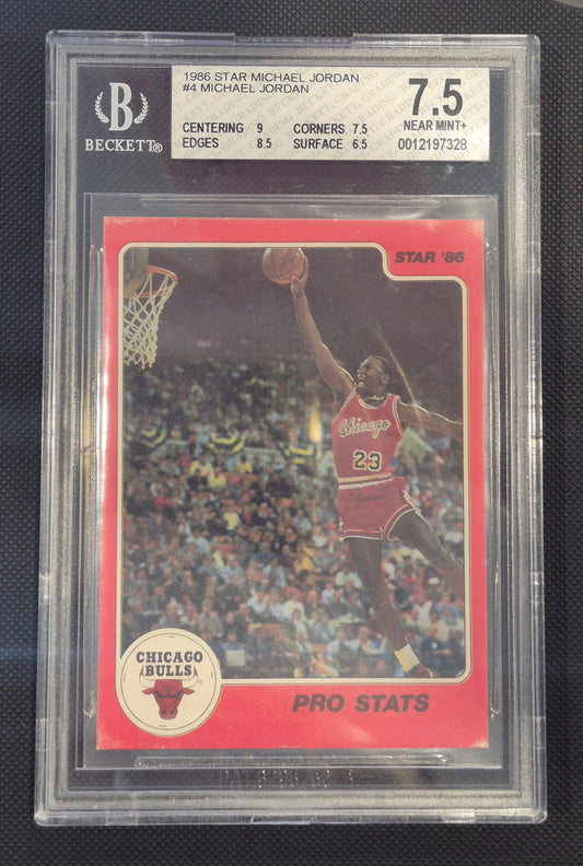 1986 STAR MICHAEL JORDAN #4 MICHAEL JORDAN BECKETT 7.5