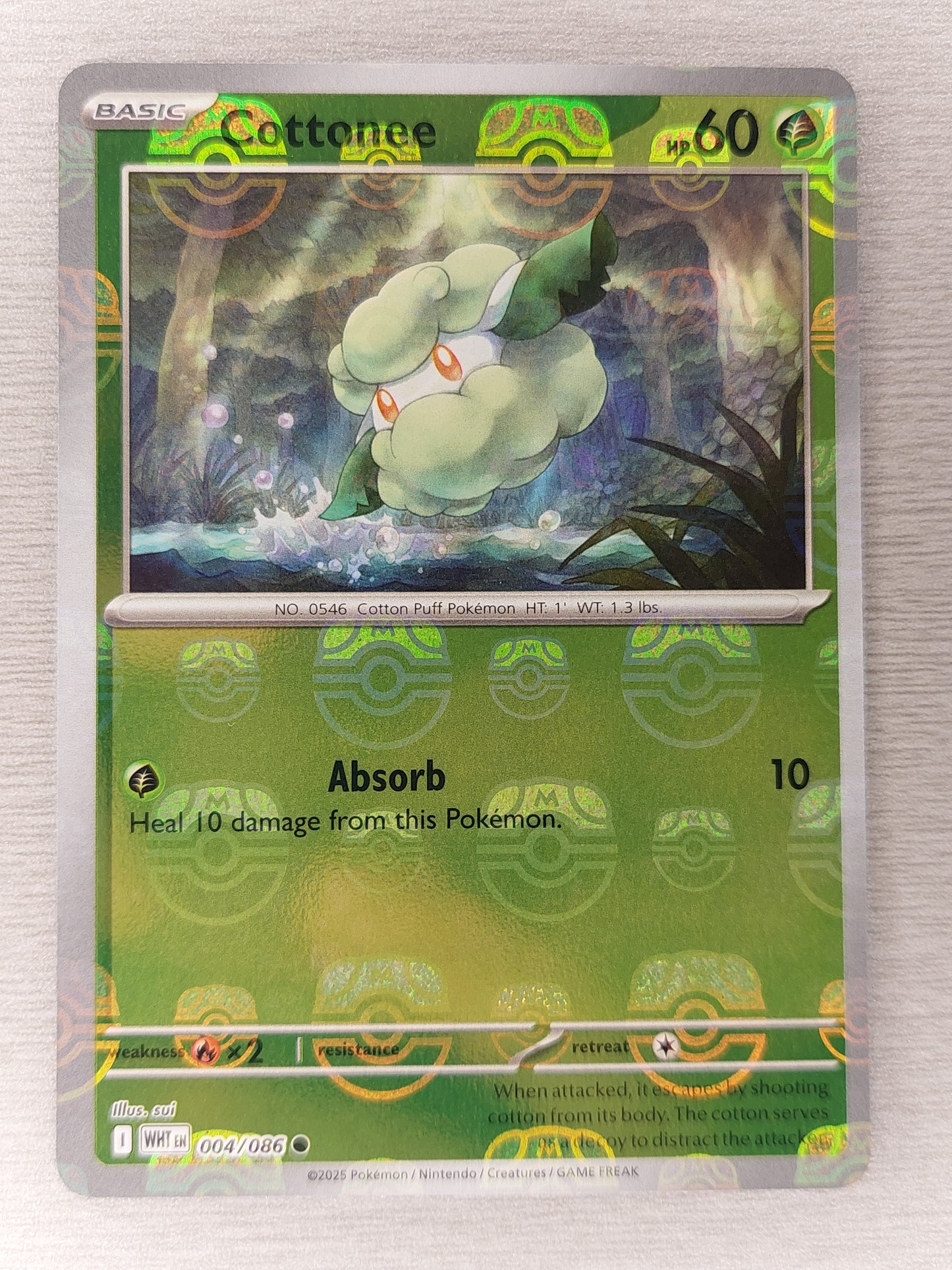 Pokemon 2025 Cottonee Master Ball White Flare 004/086