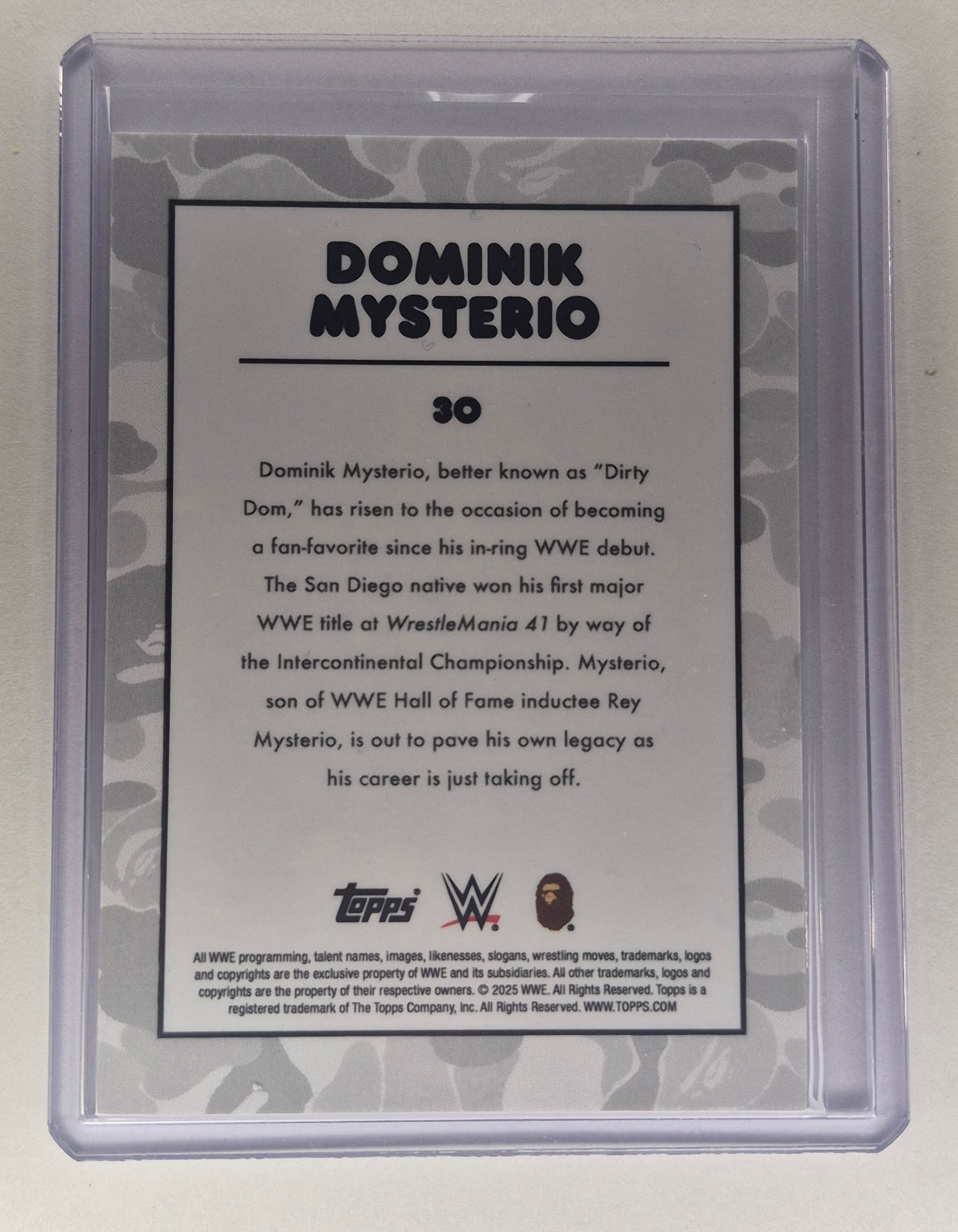 2025 Topps WWE X BAPE #30 Dominik Mysterio Base Green Camo NM
