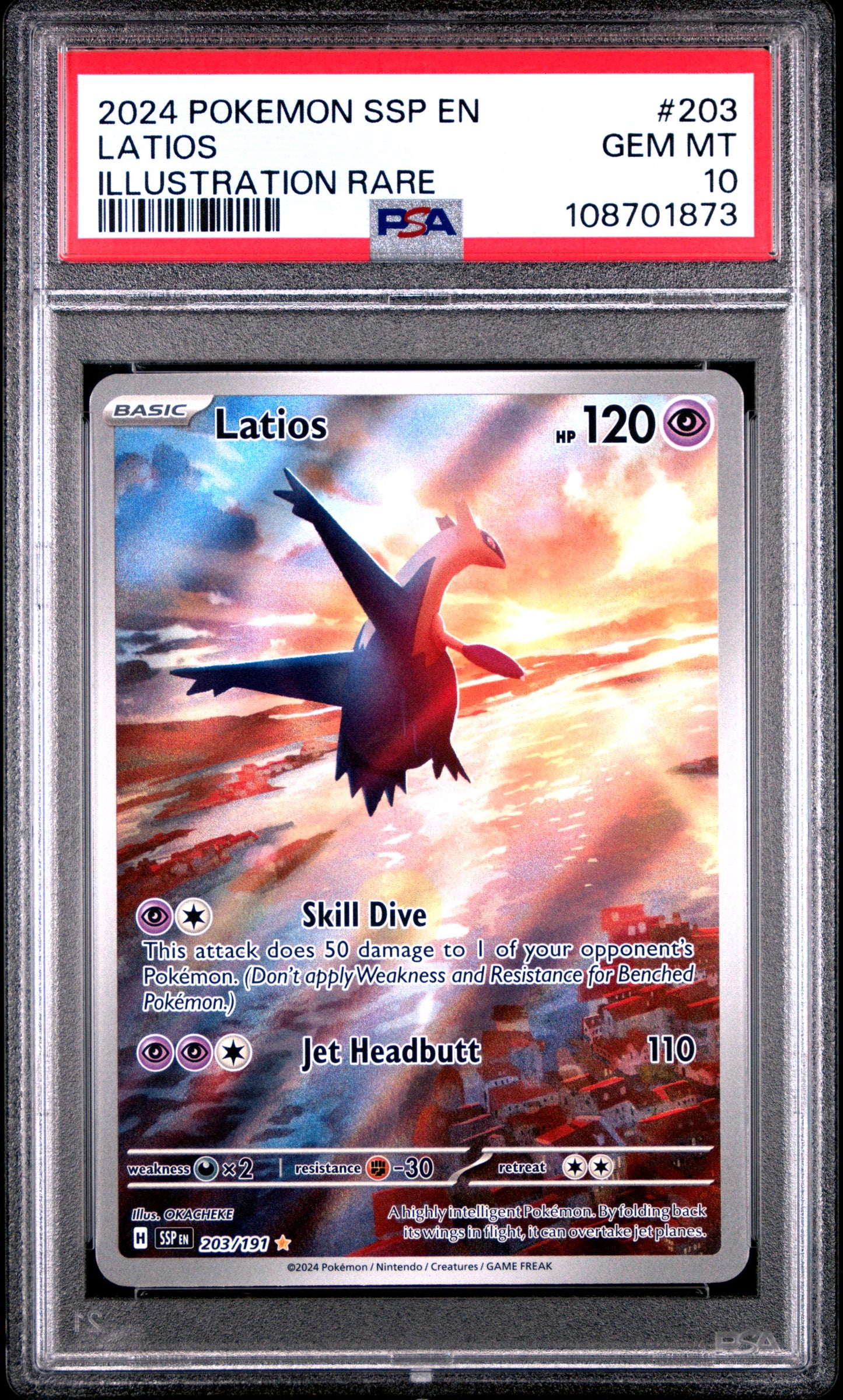 2024 Pokémon Surging Sparks 203/191 Latios Illustration Rare PSA 10